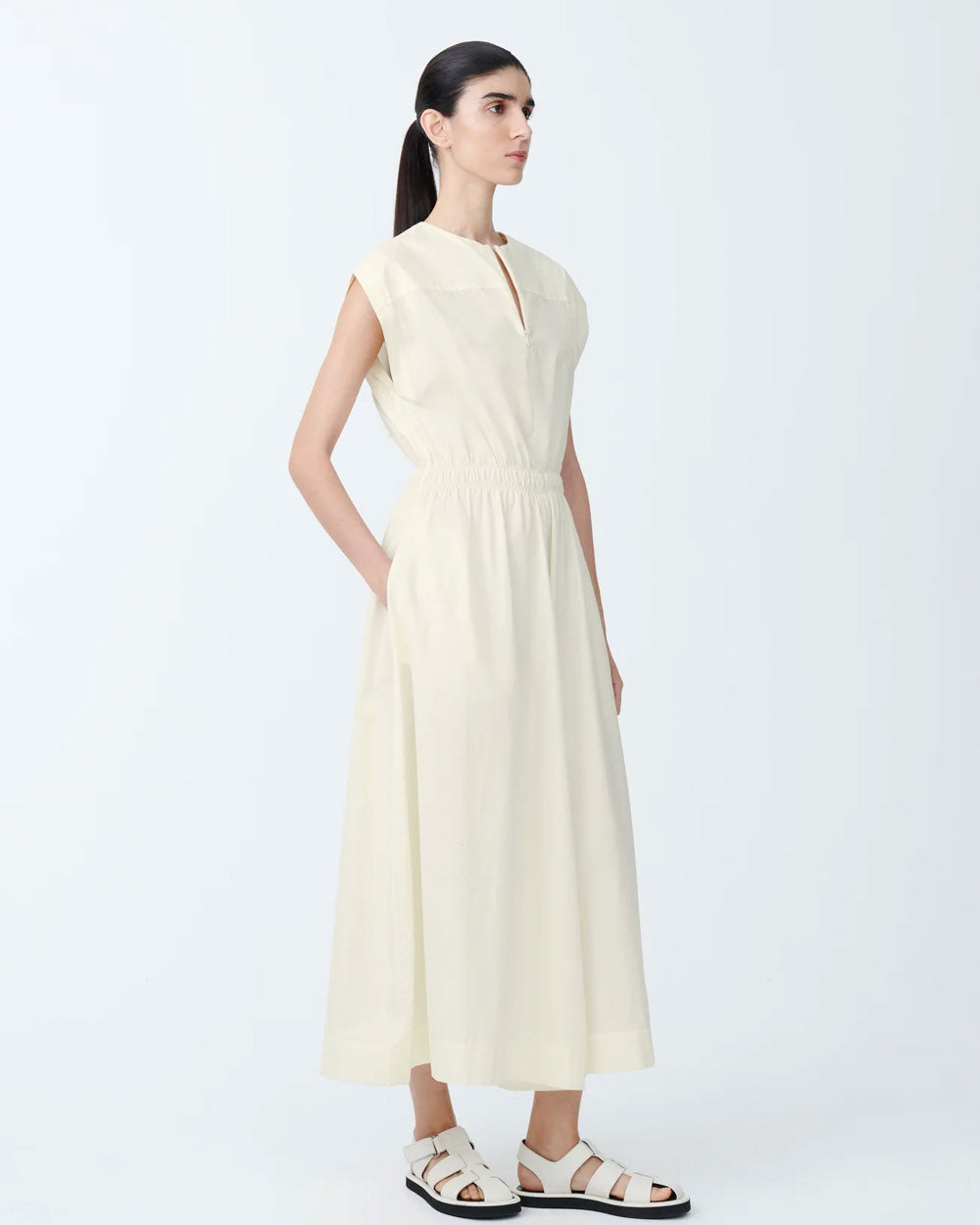 Katrine - Ruched Waist Dress -Parchment