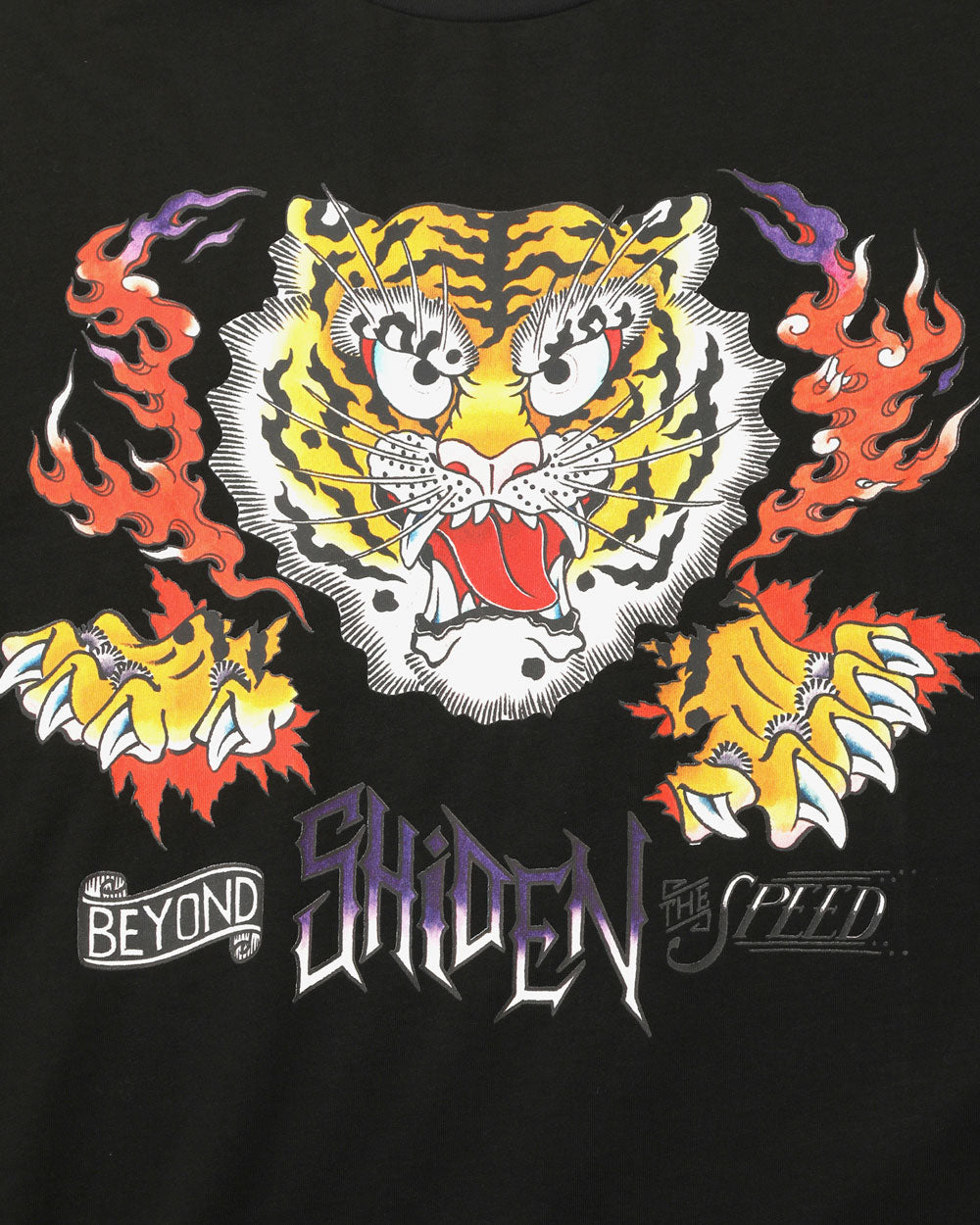 L/S Crew Neck Tee - Cotton Jersey, Tiger - Black