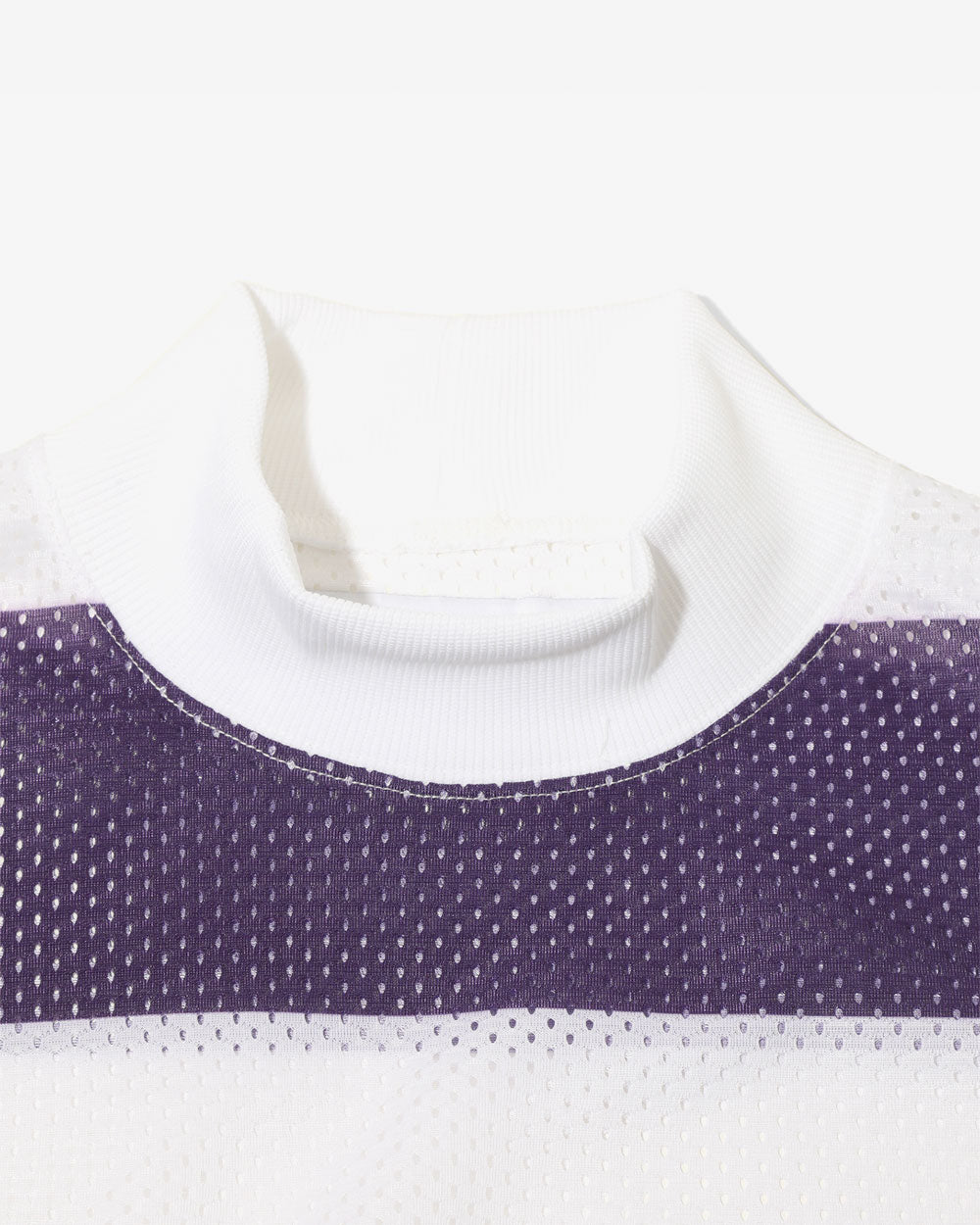 L/S Mock Neck Tee - Poly Mesh, Stripe Printed - Purple