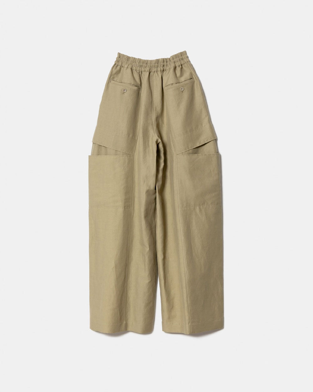 Linen Cotton Satin Bow Silhouette Pants - Olive