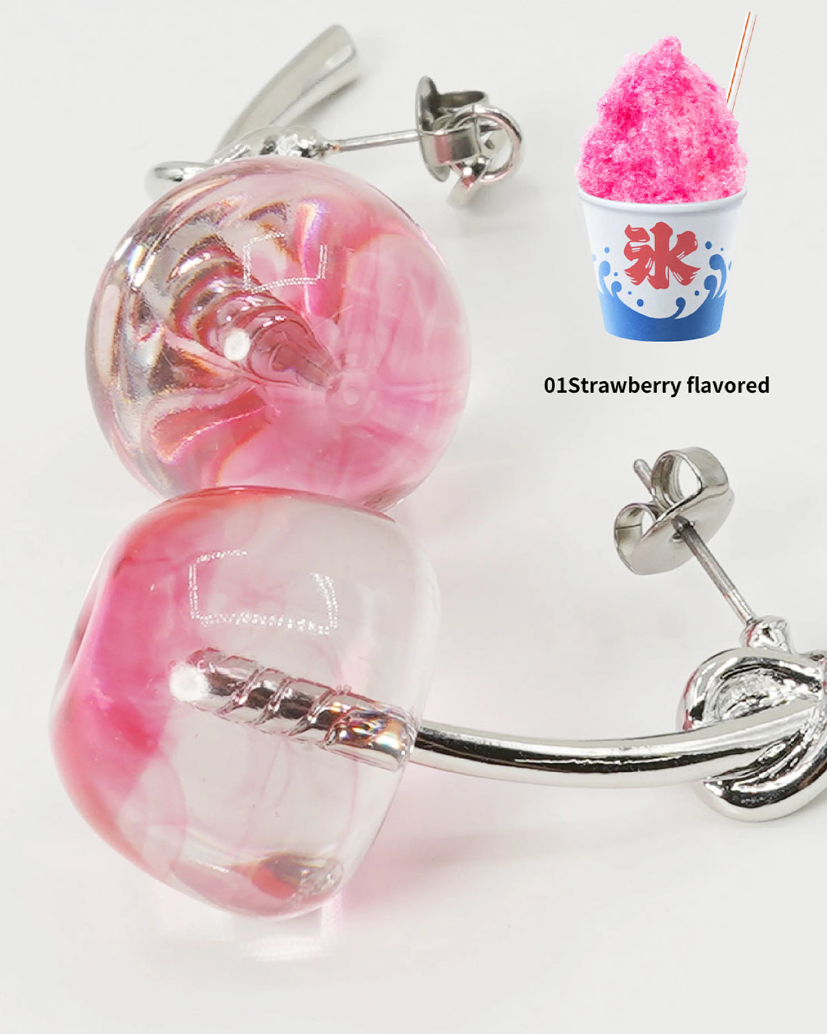 Cherry Pierced Earrings (Strawberry Syrup)
