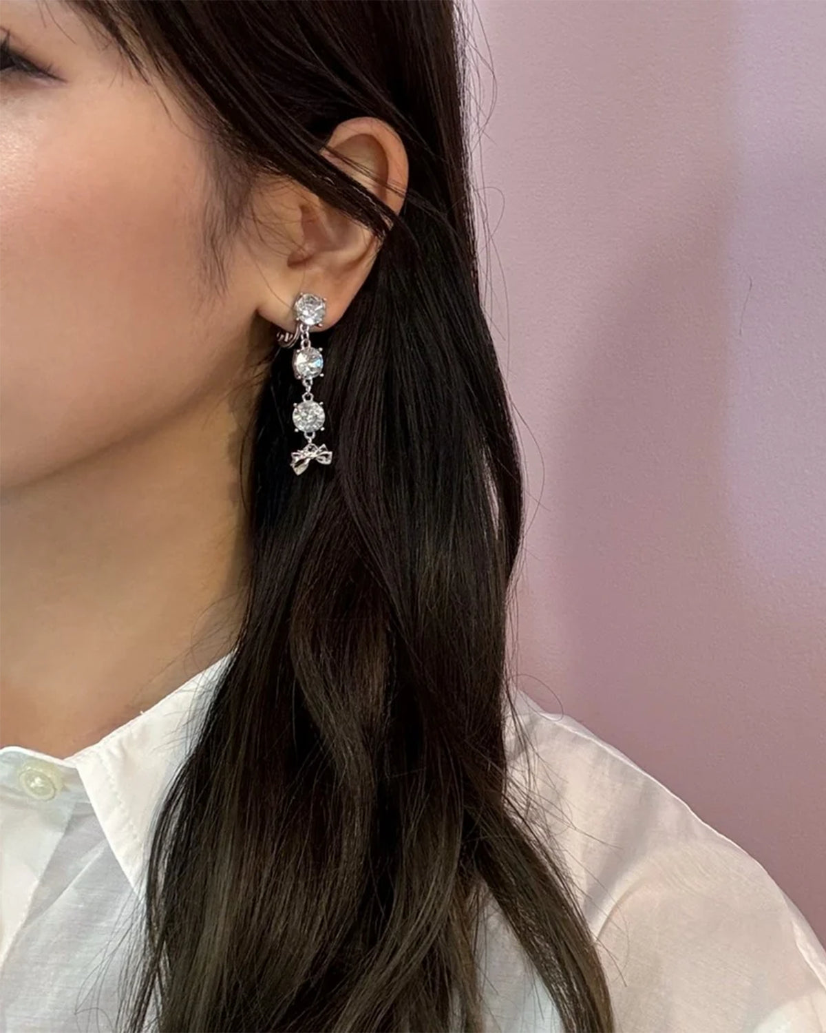 Girlish Ribbon Earrings (One Tone)
