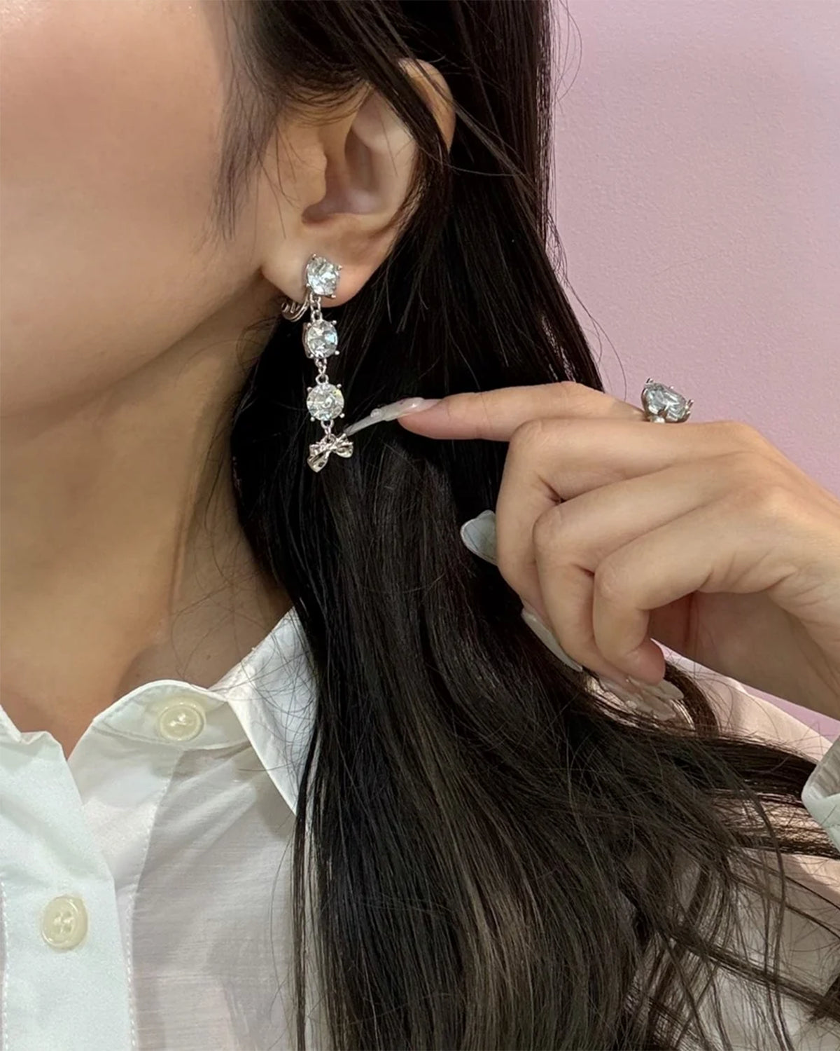 Girlish Ribbon Earrings (One Tone)