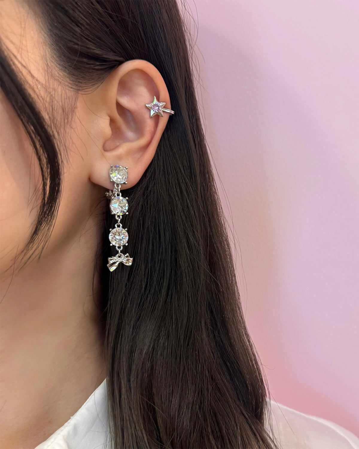 Girlish Ribbon Earrings (One Tone)