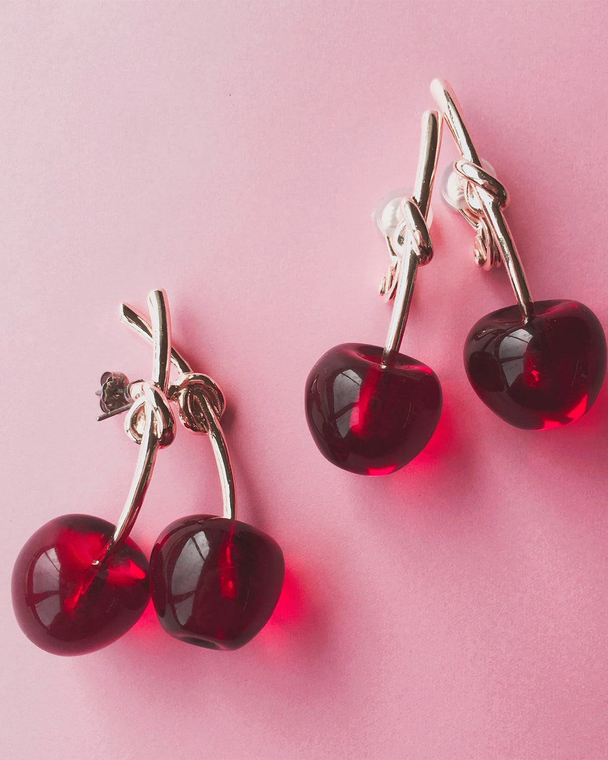 Cherry Earrings (Clear Red)