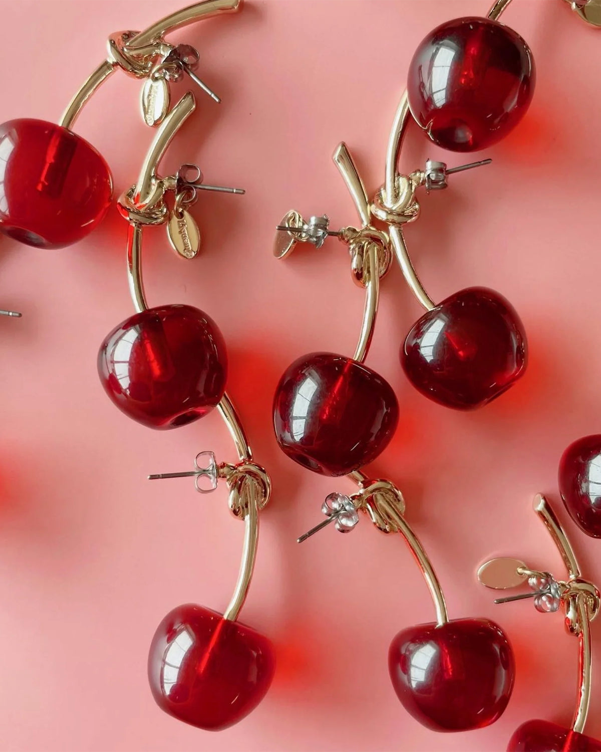 Cherry Earrings (Clear Red)