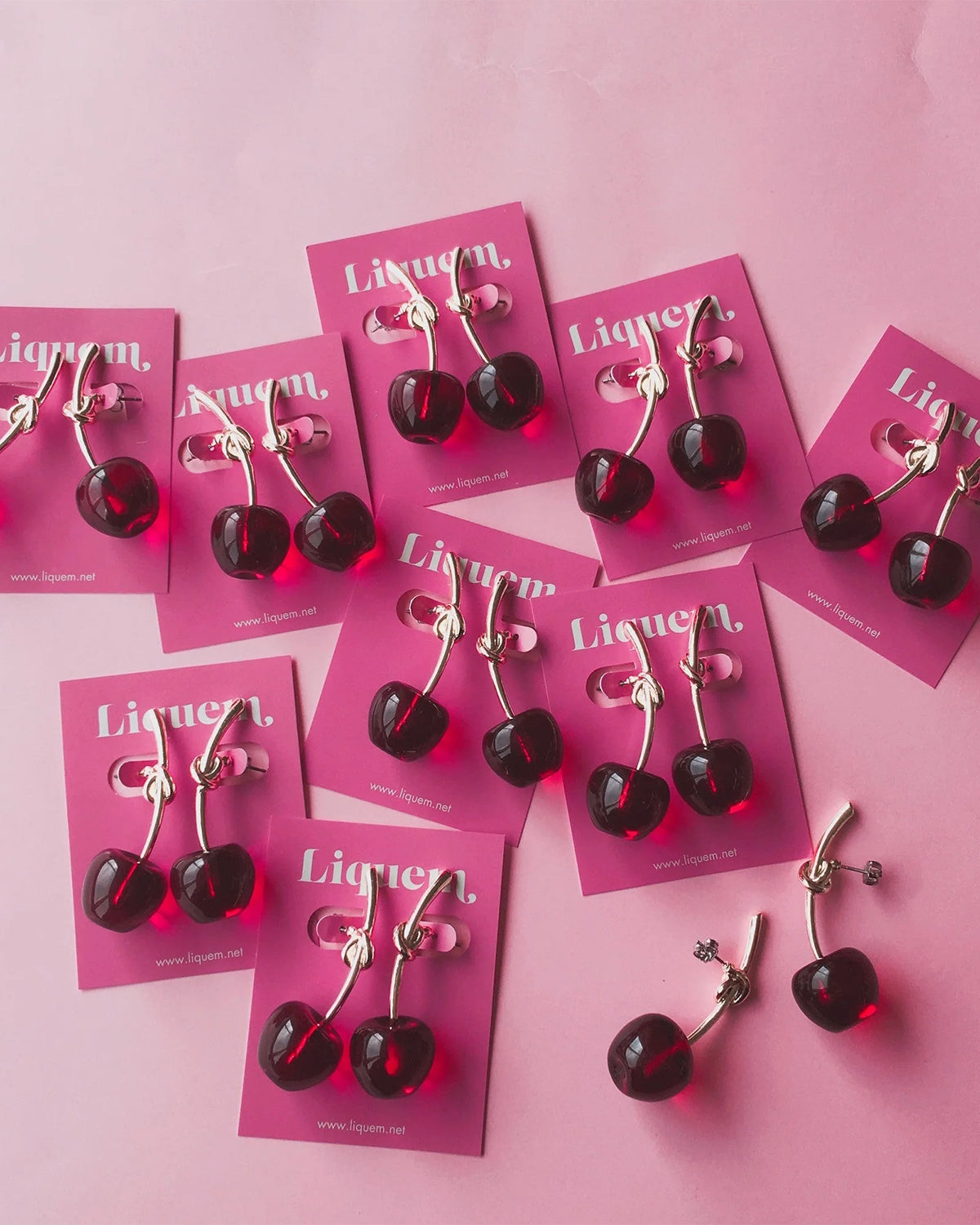Cherry Earrings (Clear Red)
