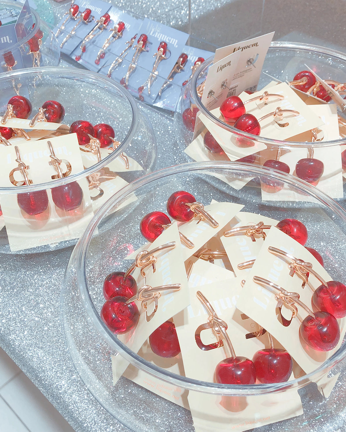 Cherry Earrings (Clear Red)