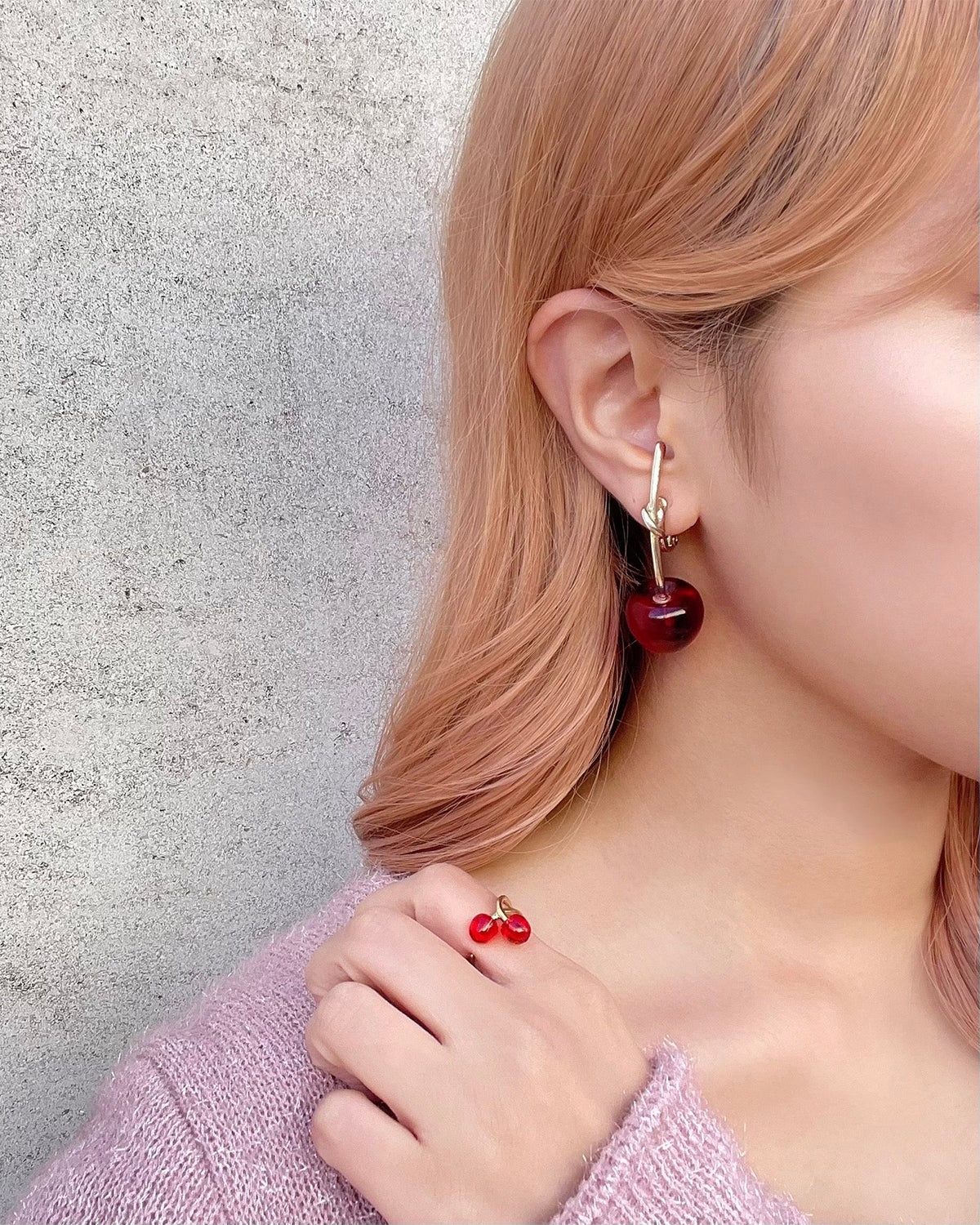 Cherry Earrings (Clear Red)