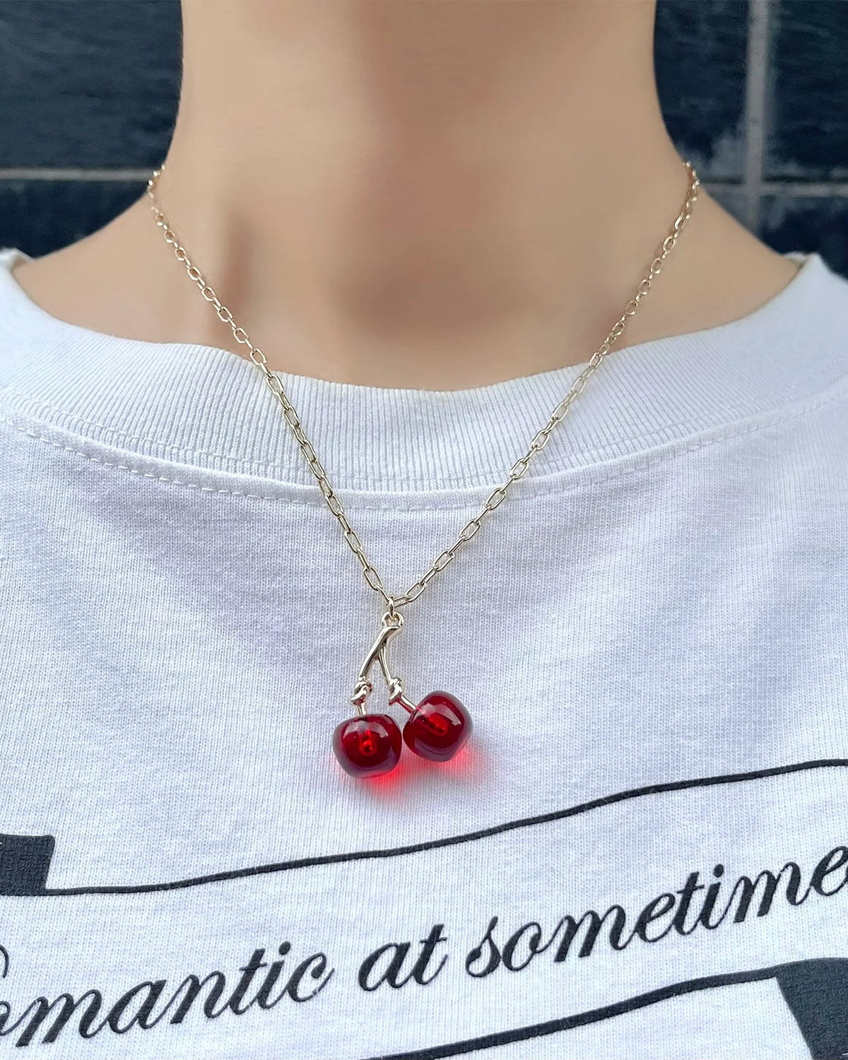 Cherry Necklace (Clear Red)