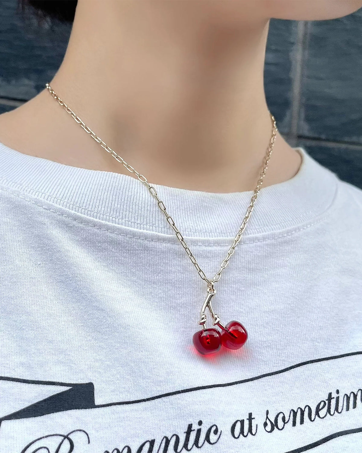 Cherry Necklace (Clear Red)