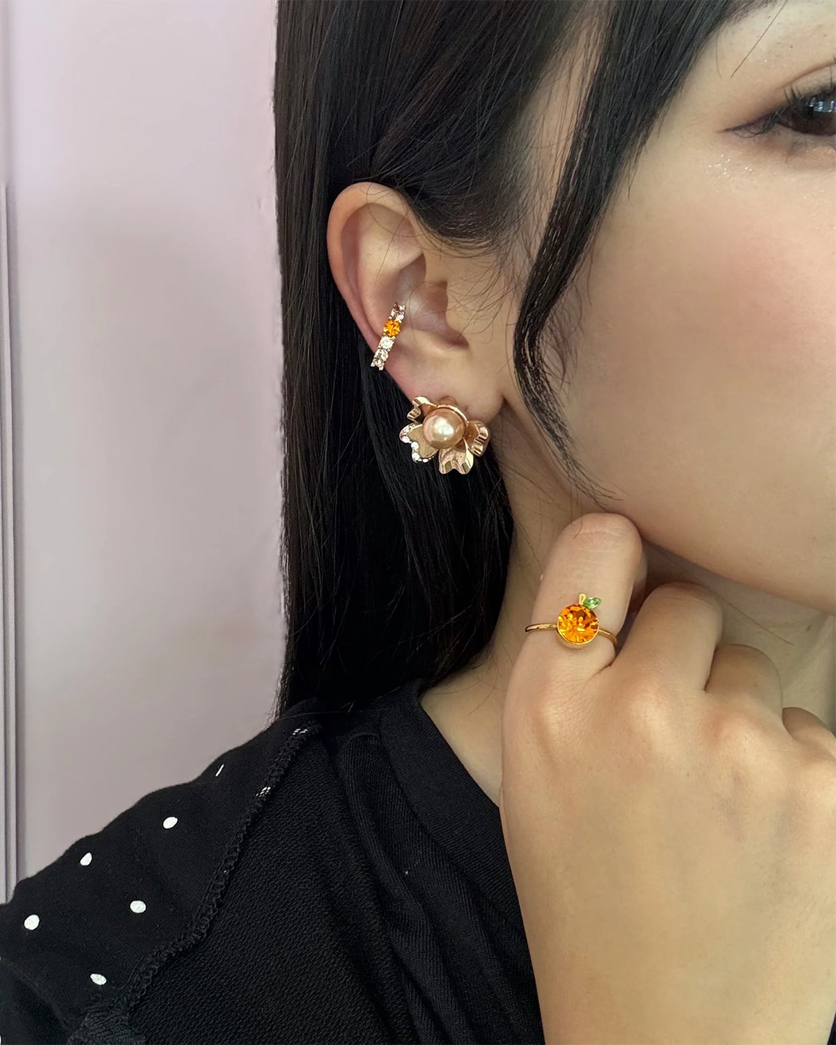Jewel Ear Cuff (Orange)