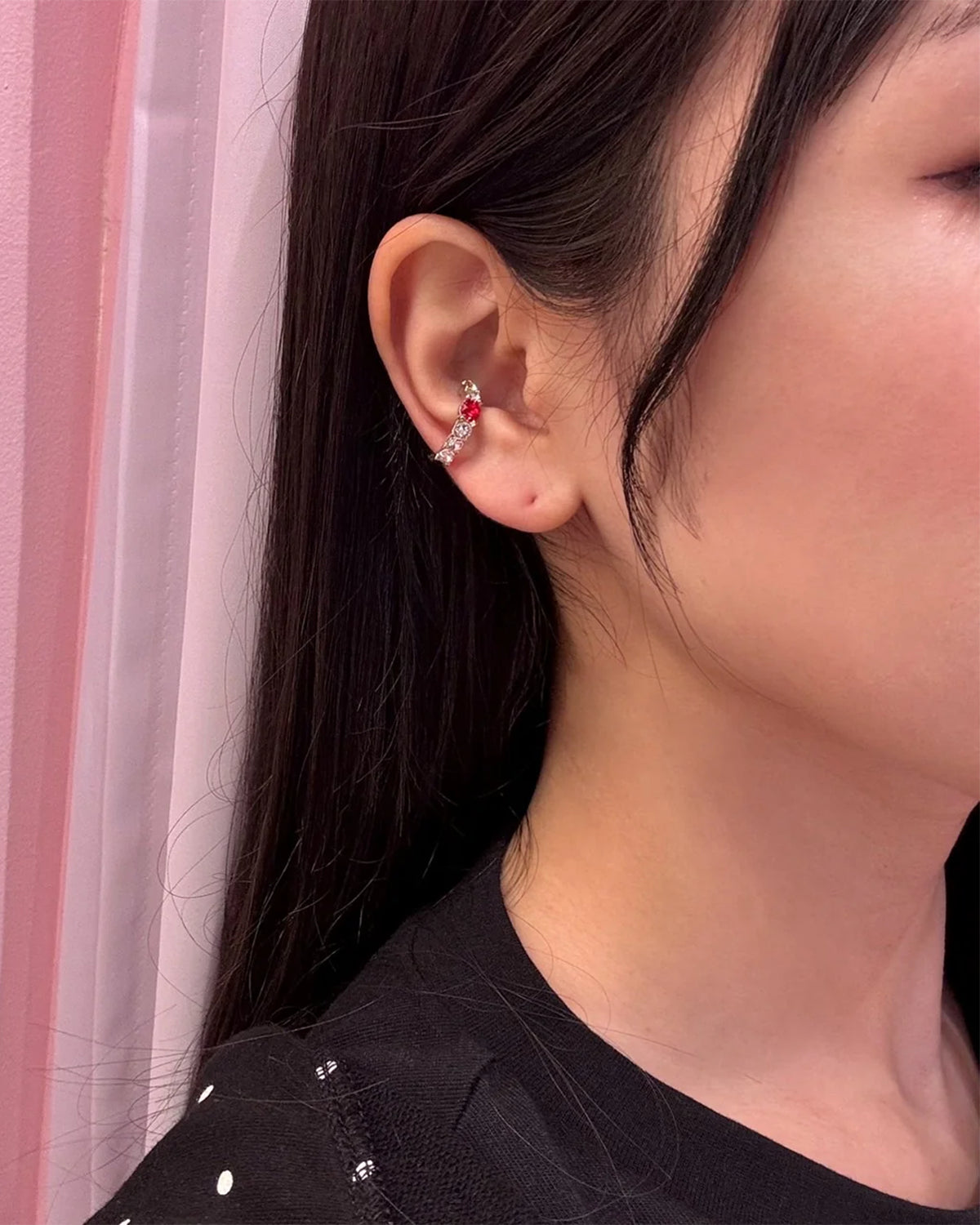 Jewel Ear Cuff (Red)