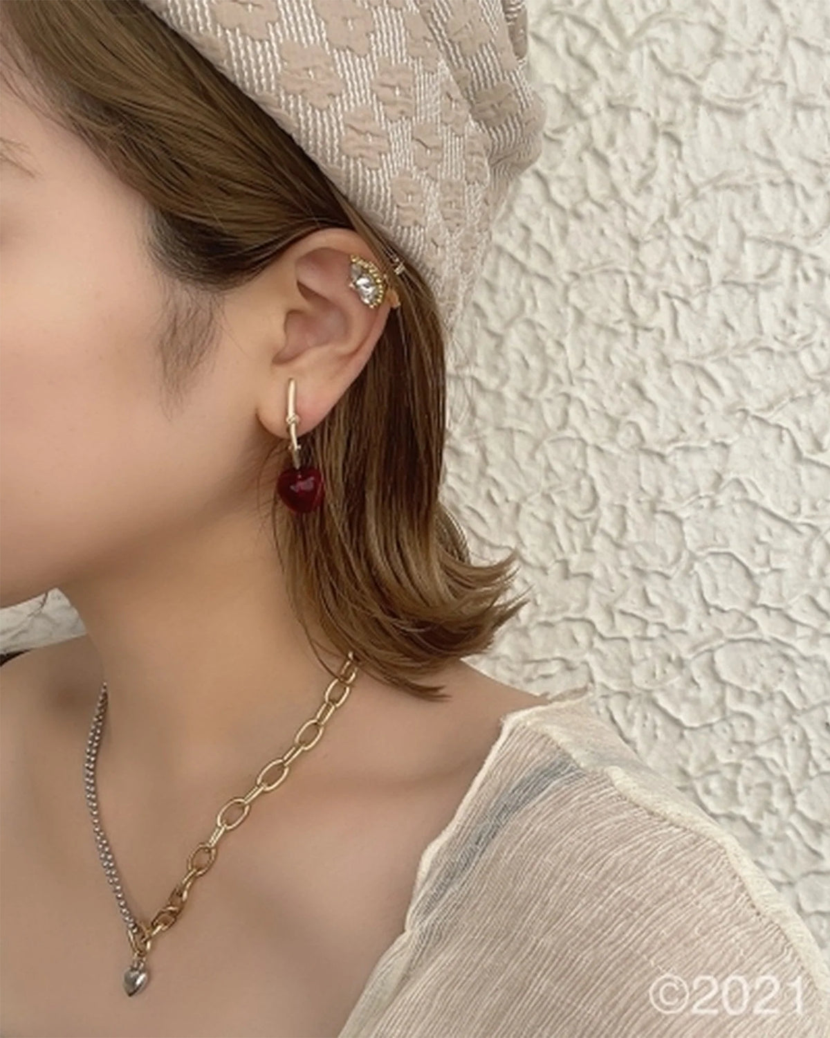 Kids Cherry Earrings (Clear Red)