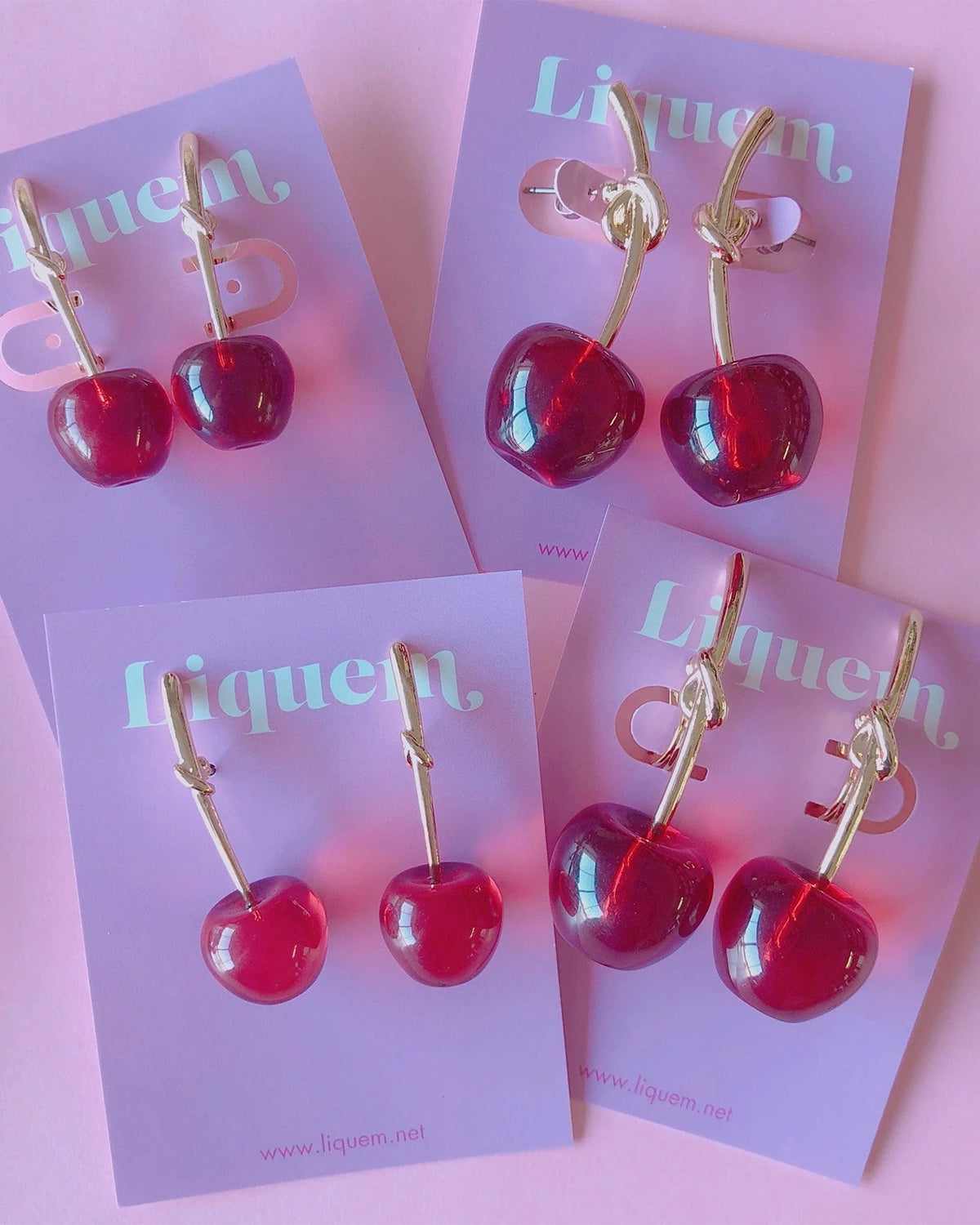 Kids Cherry Earrings (Clear Red)