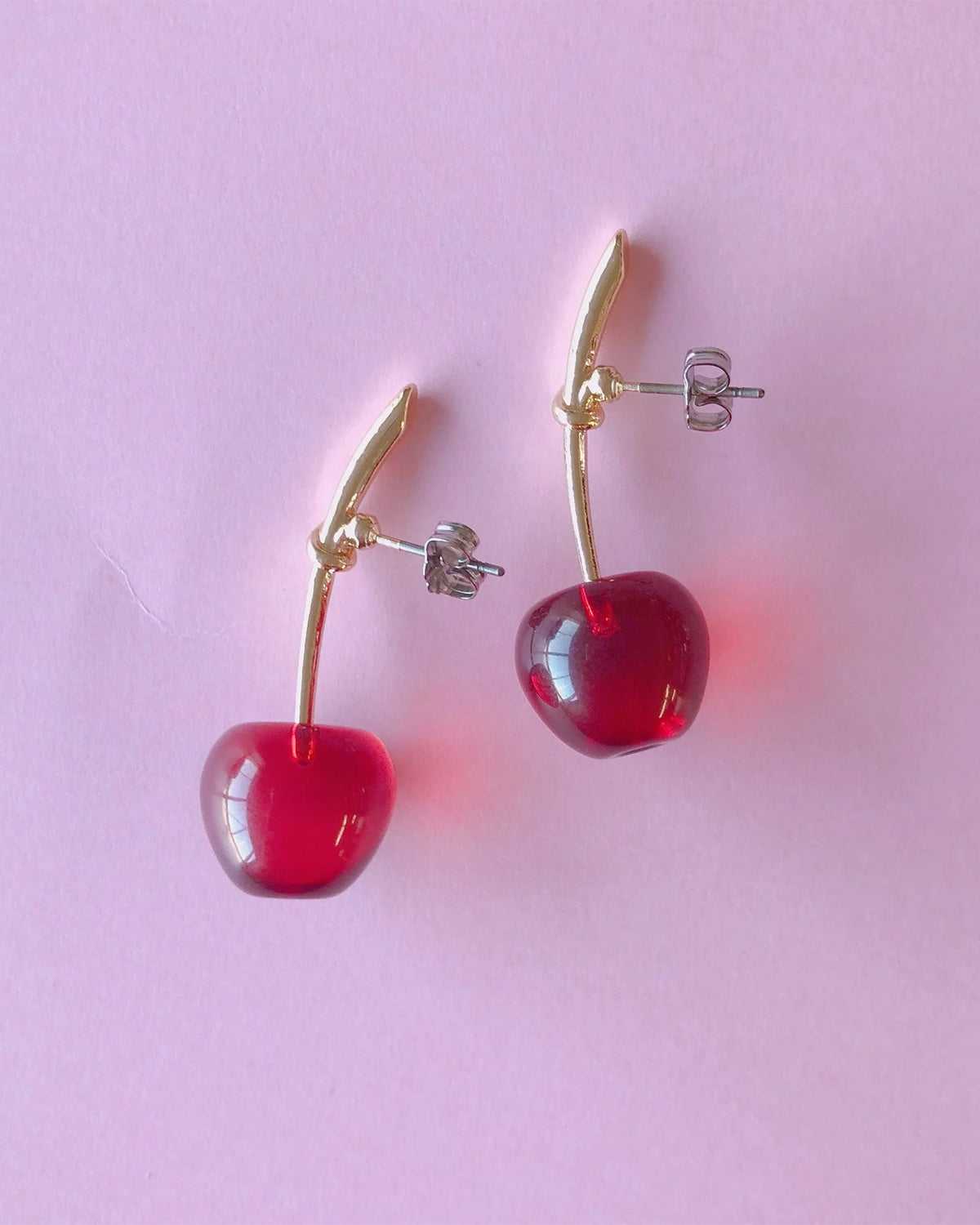 Kids Cherry Earrings (Clear Red)