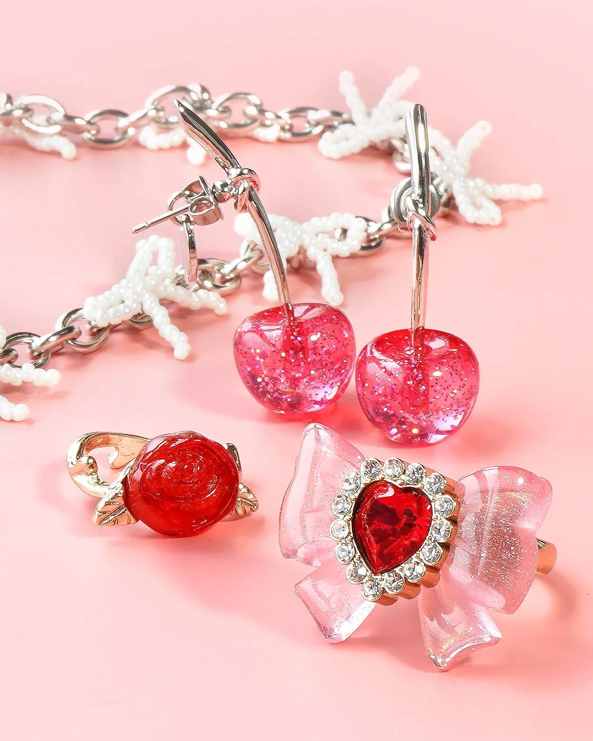 Kids Cherry Earrings (Pink Aurora)