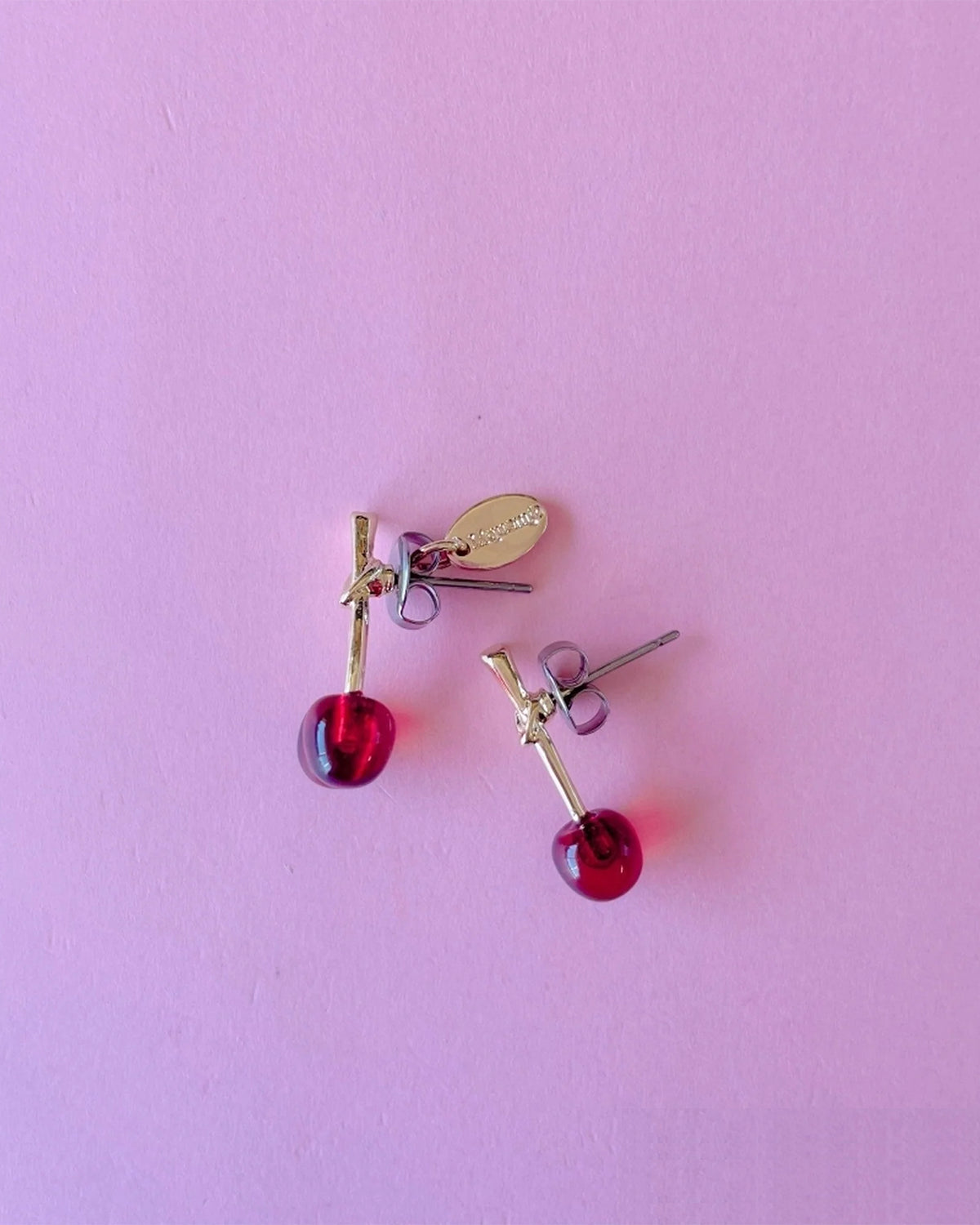 Mini Mini Cherry Earrings (Clear Red)