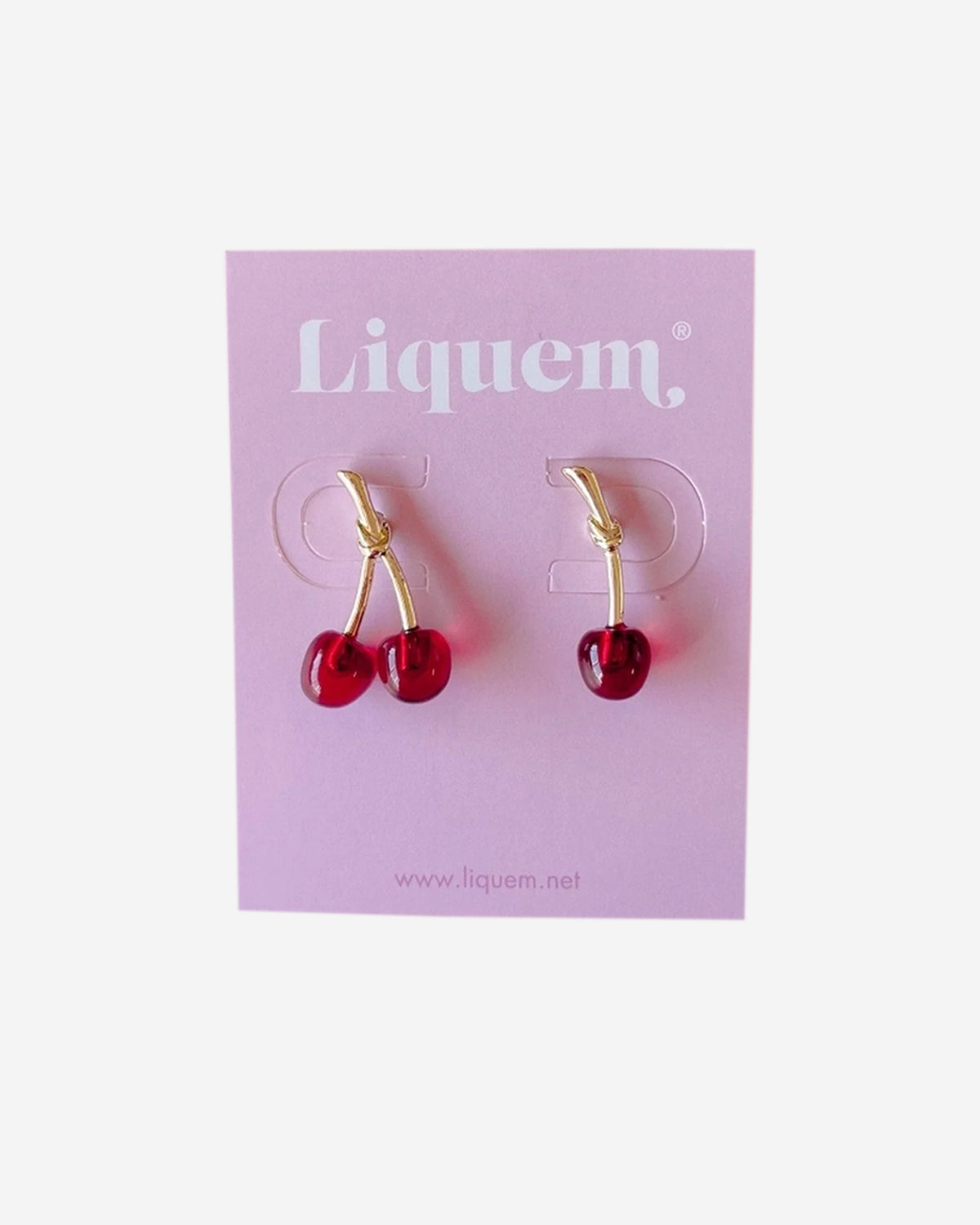 Mini Mini Cherry Earrings (Clear Red)