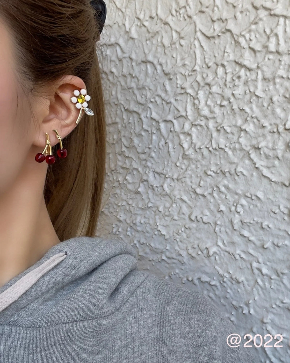 Mini Mini Cherry Earrings (Clear Red)