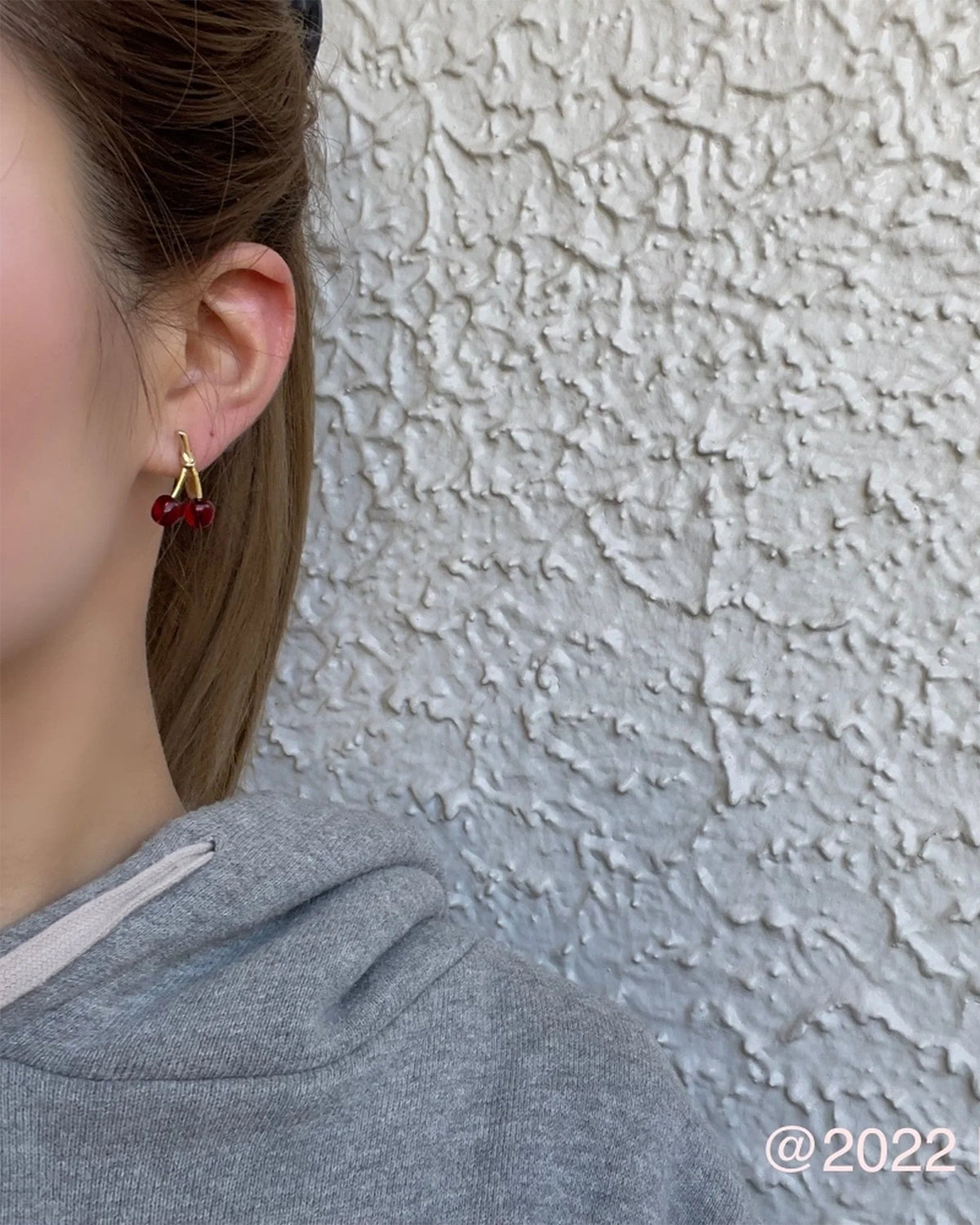 Mini Mini Cherry Earrings (Clear Red)