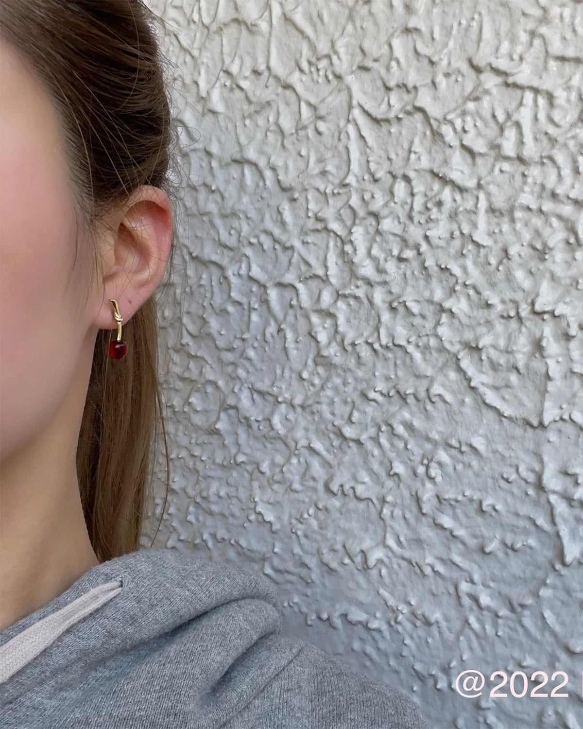 Mini Mini Cherry Earrings (Clear Red)
