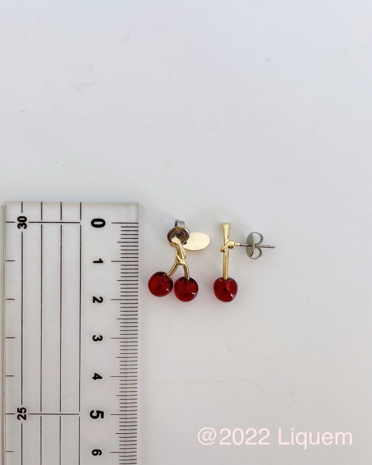 Mini Mini Cherry Earrings (Clear Red)