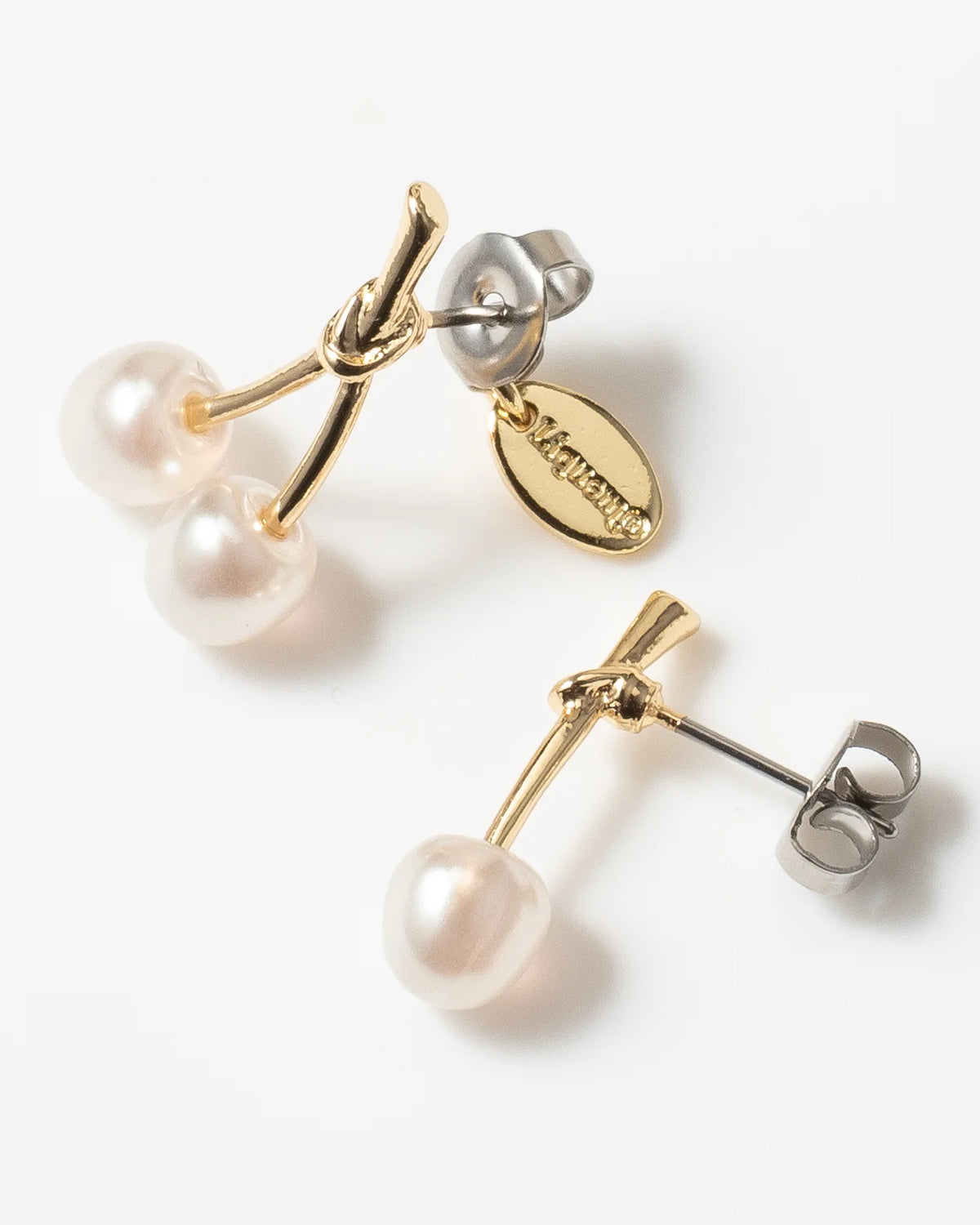 Mini Mini Cherry Earrings (Pearl)