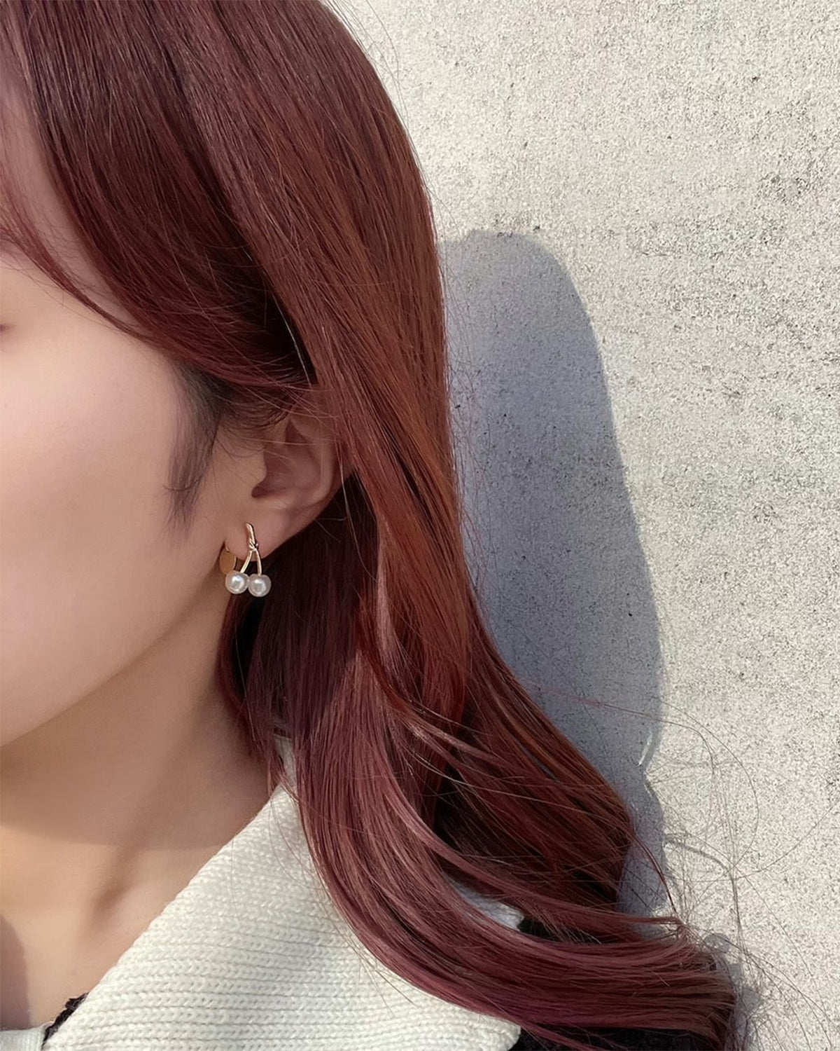 Mini Mini Cherry Earrings (Pearl)