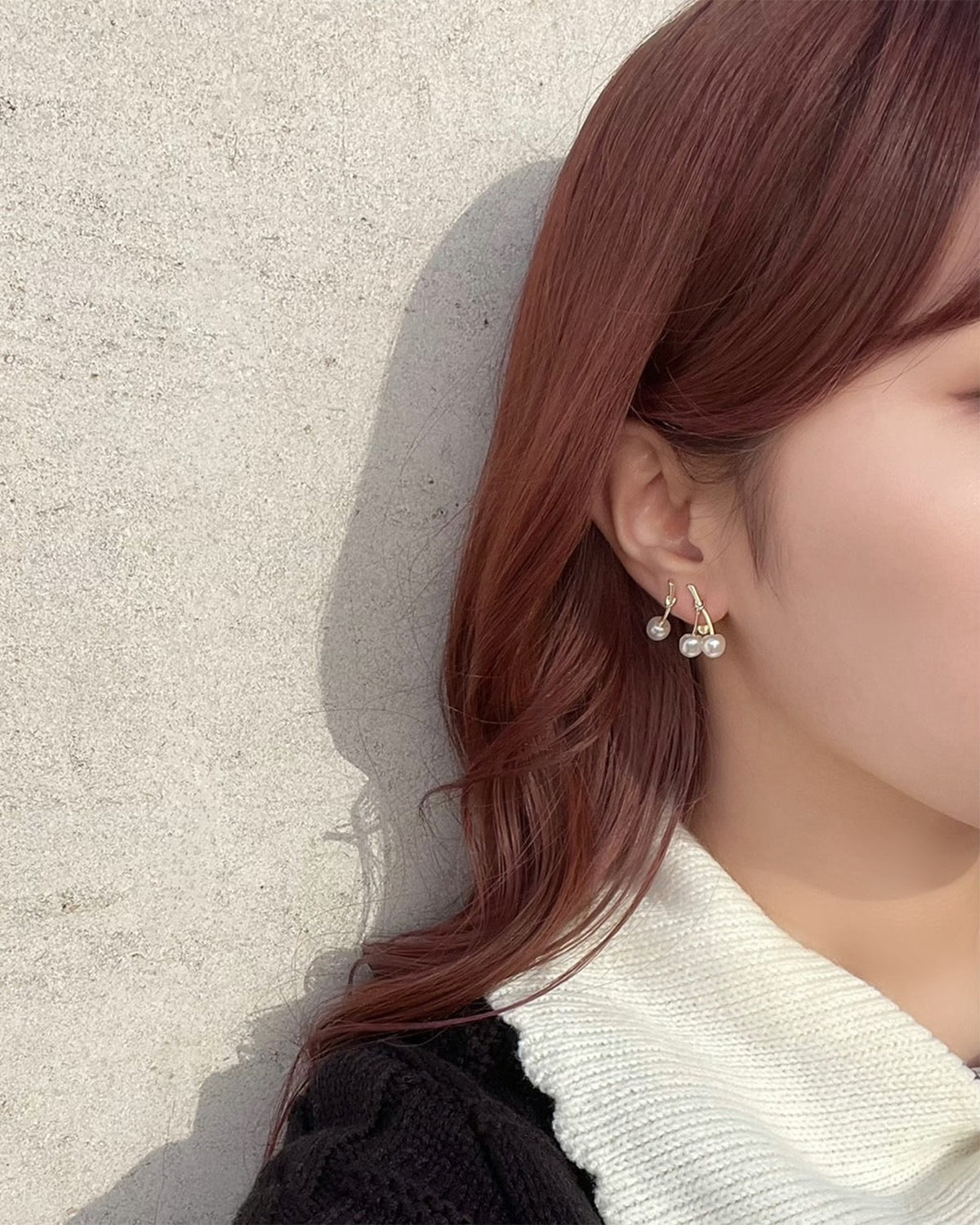 Mini Mini Cherry Earrings (Pearl)