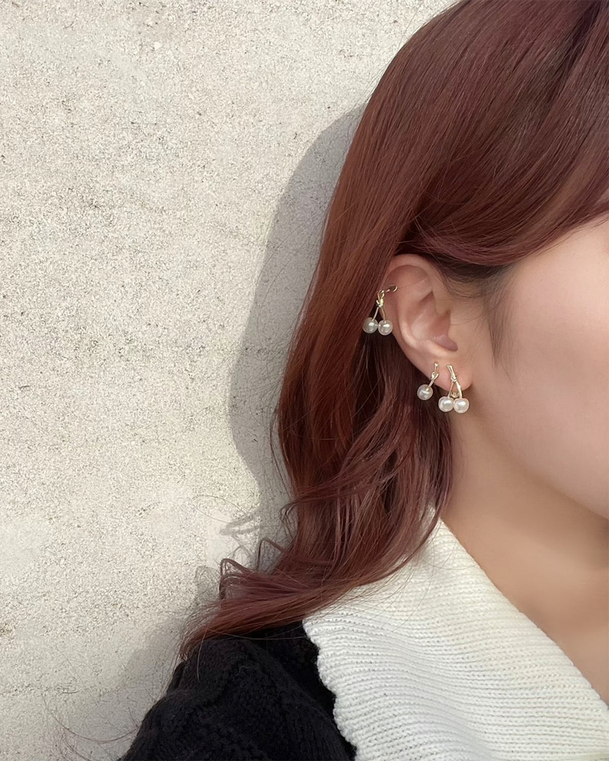 Mini Mini Cherry Earrings (Pearl)