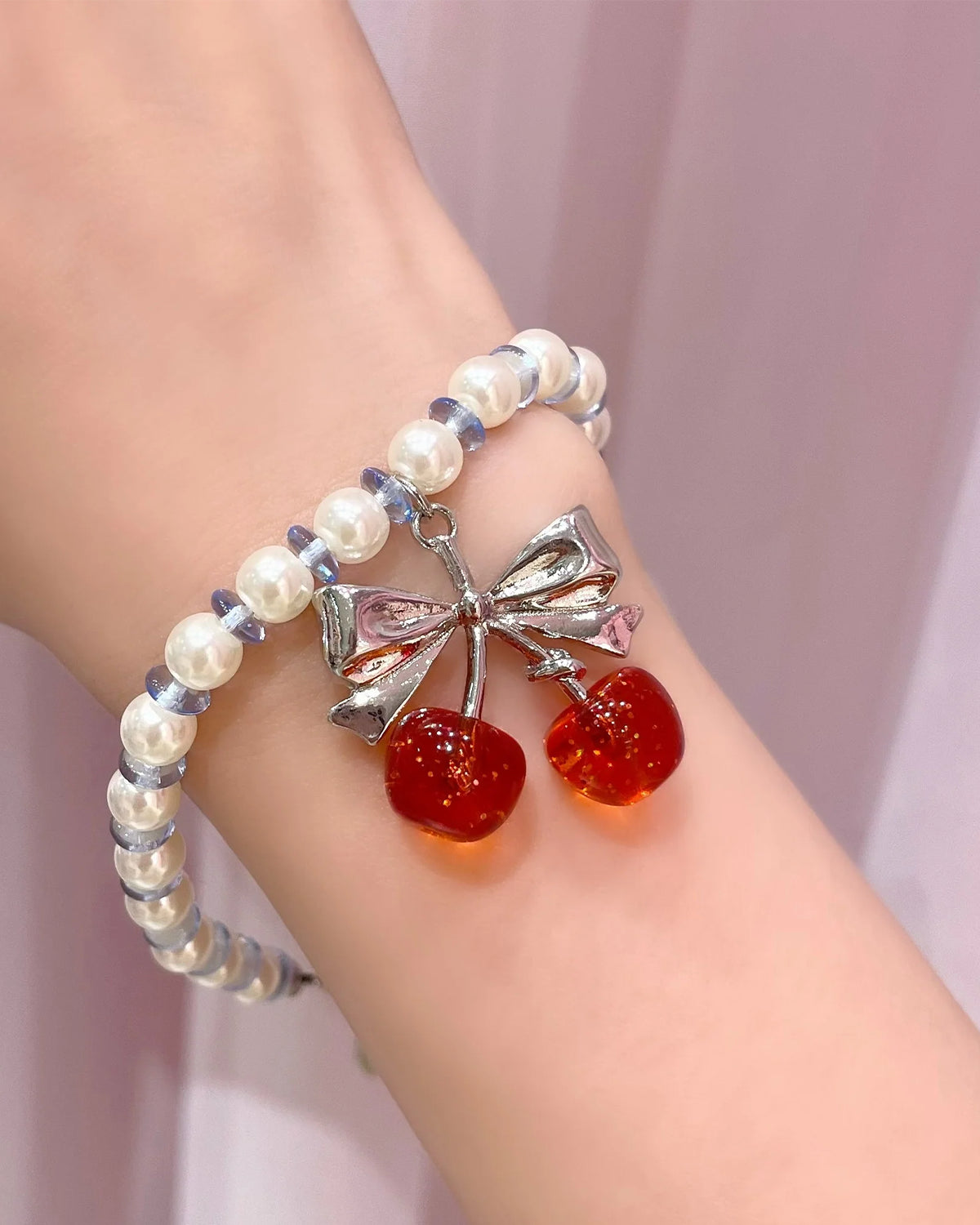 Twin Cherry Ribbon Bracelet