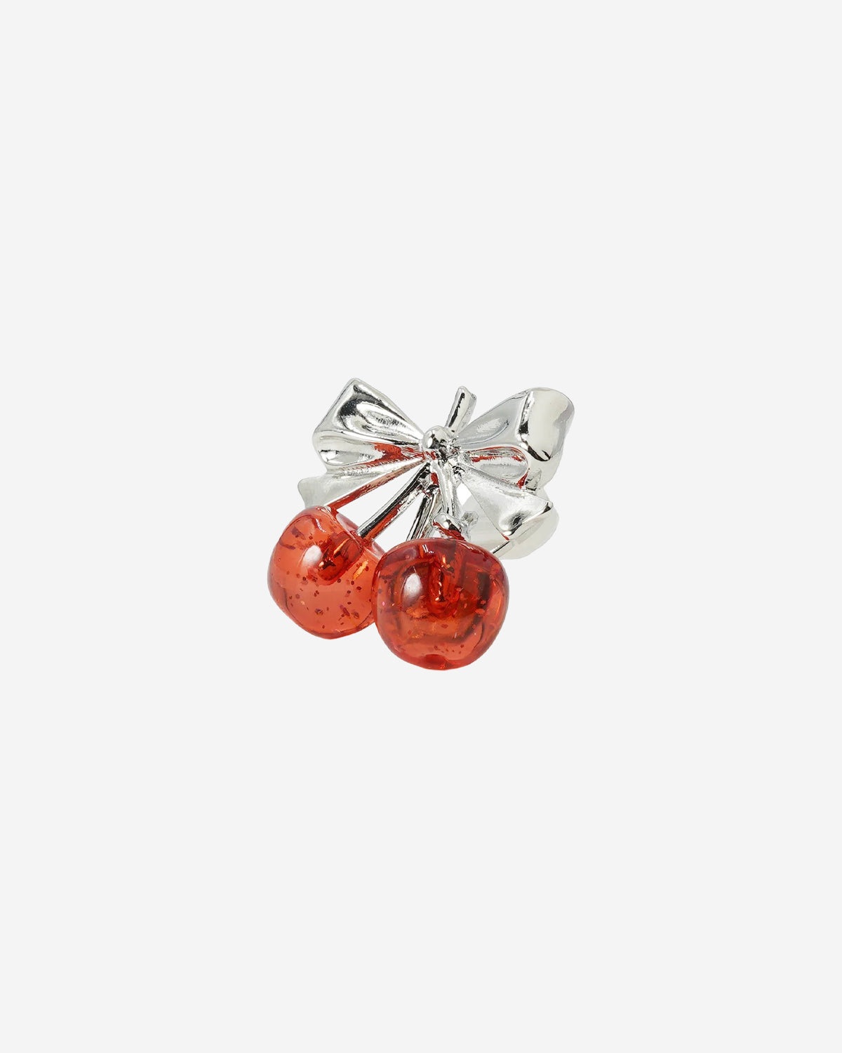 Twin Cherry Ribbon Earrings (Clip-on)