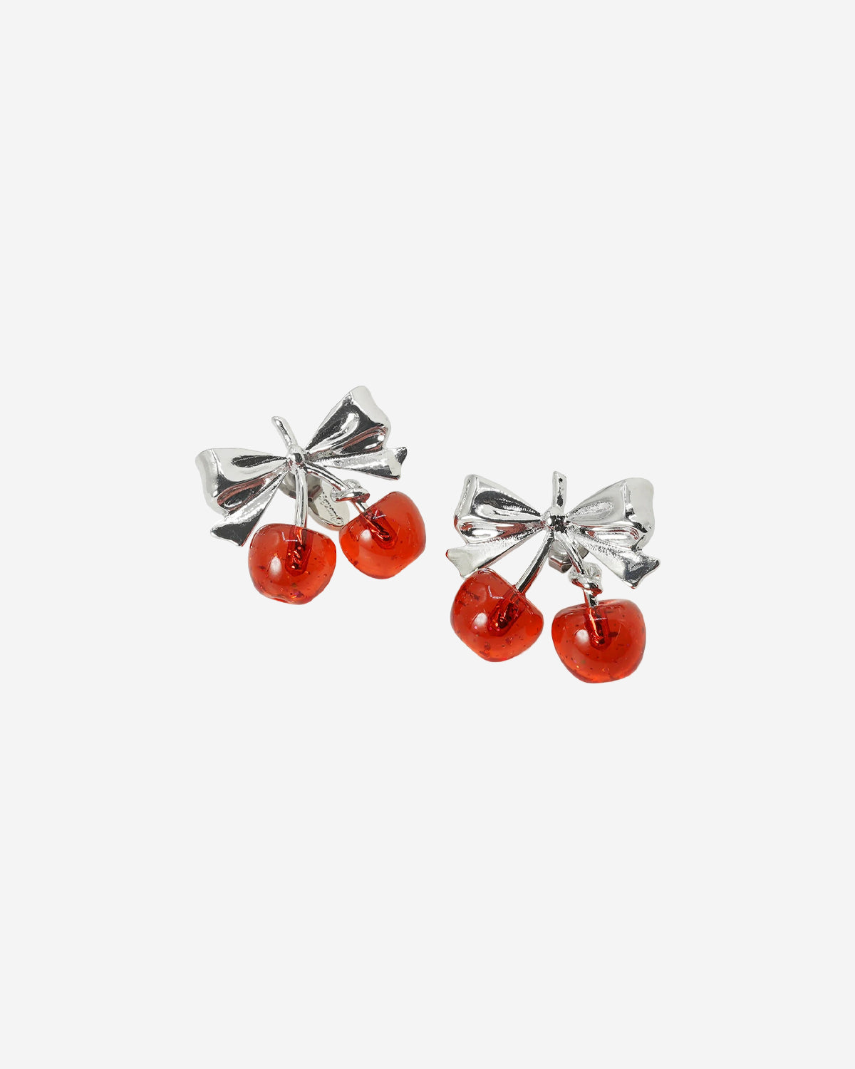 Twin Cherry Ribbon Earrings