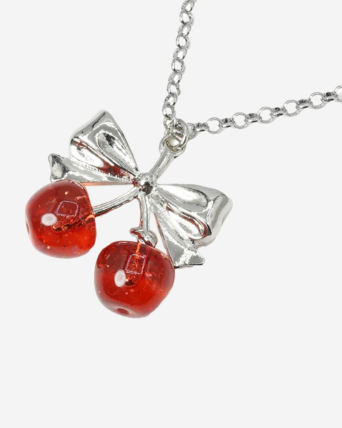 Twin Cherry Ribbon Pendant