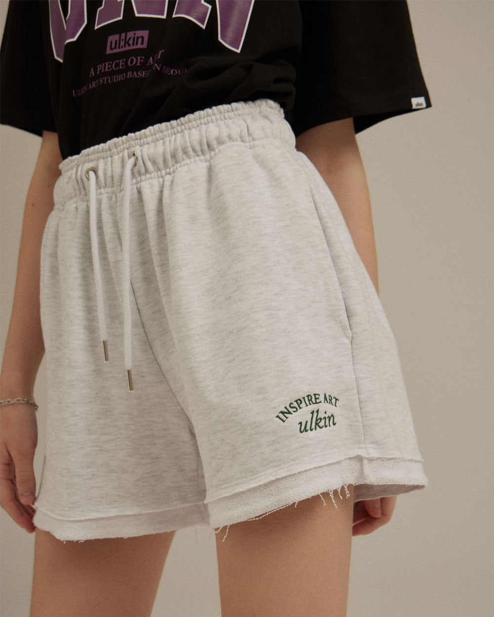 Inspire Art Logo Sweat Shorts - Light Grey