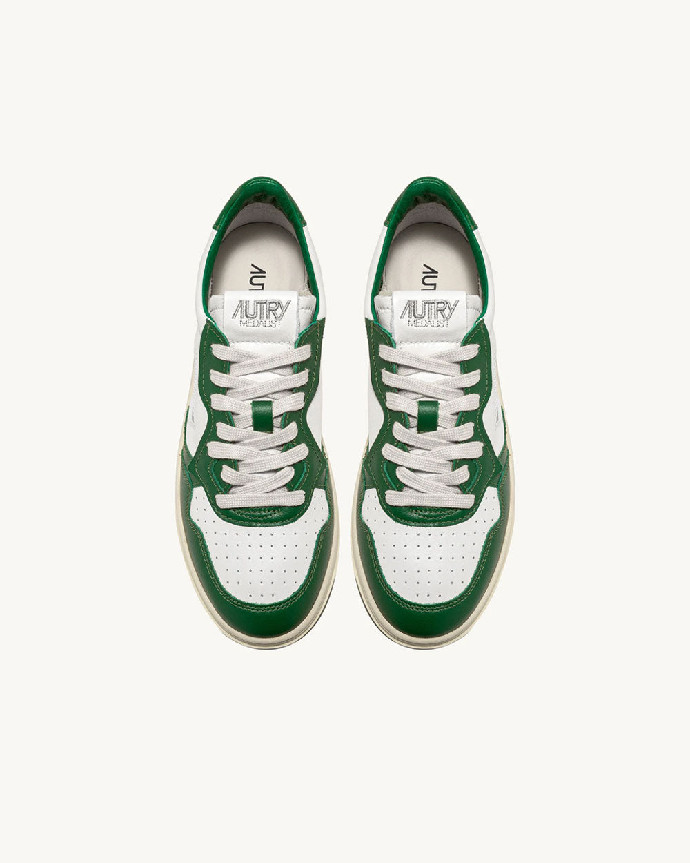 Medalist Low Man - Two-Tone Leather Color White And Green