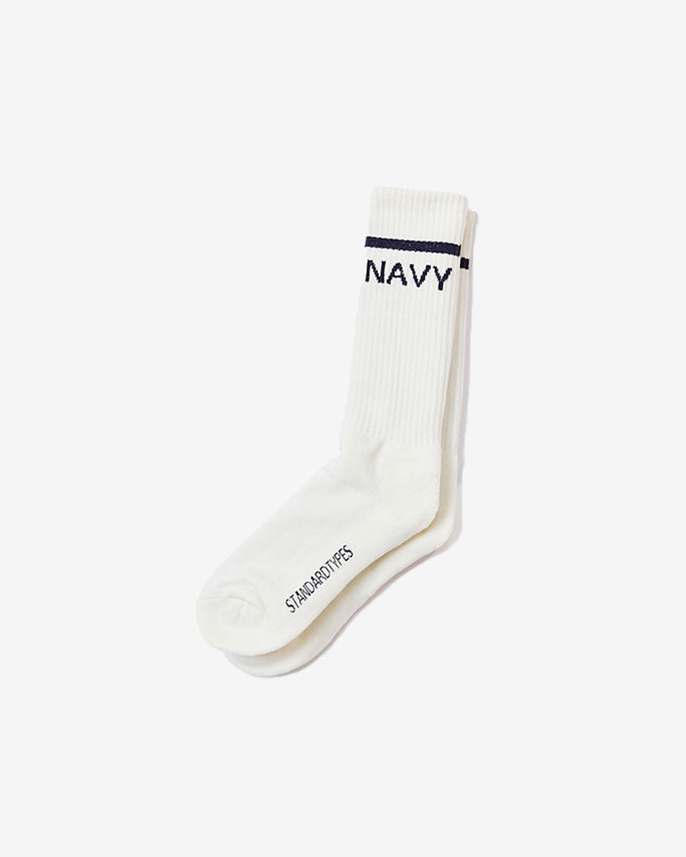 Navy Socks - White