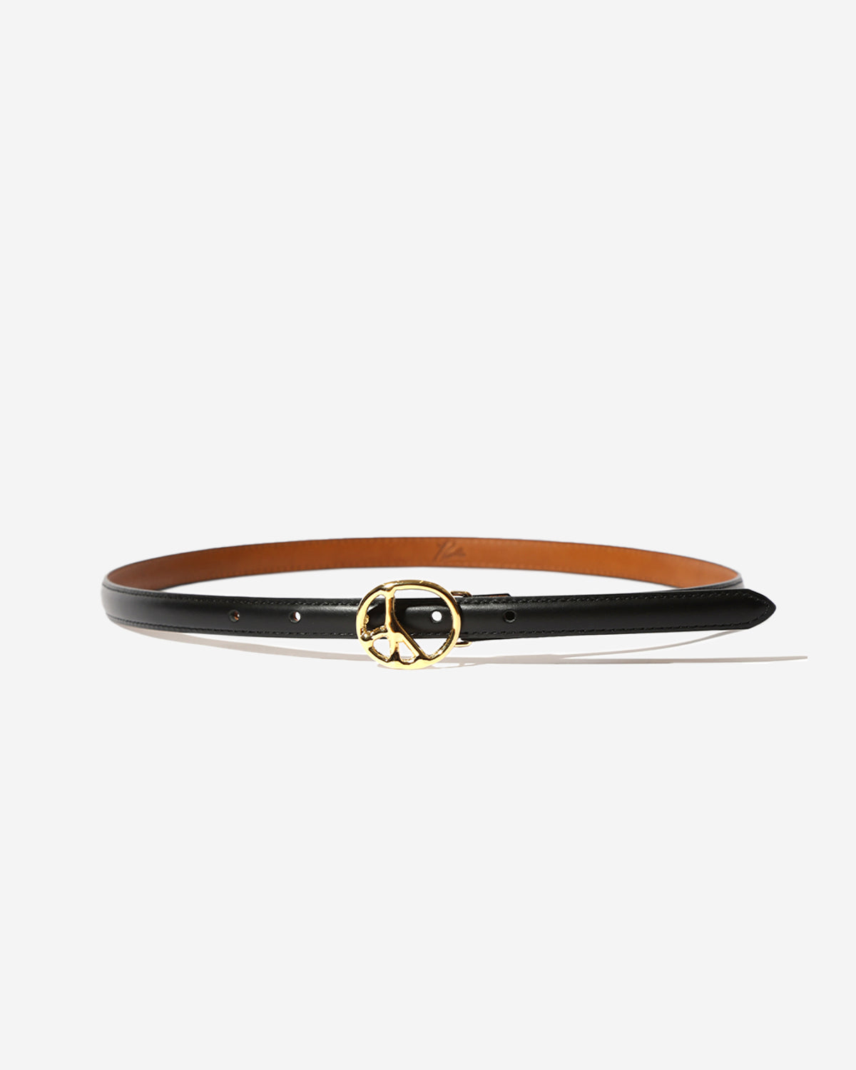 Peace Buckle Narrow Belt - Steer Lthr. - Black