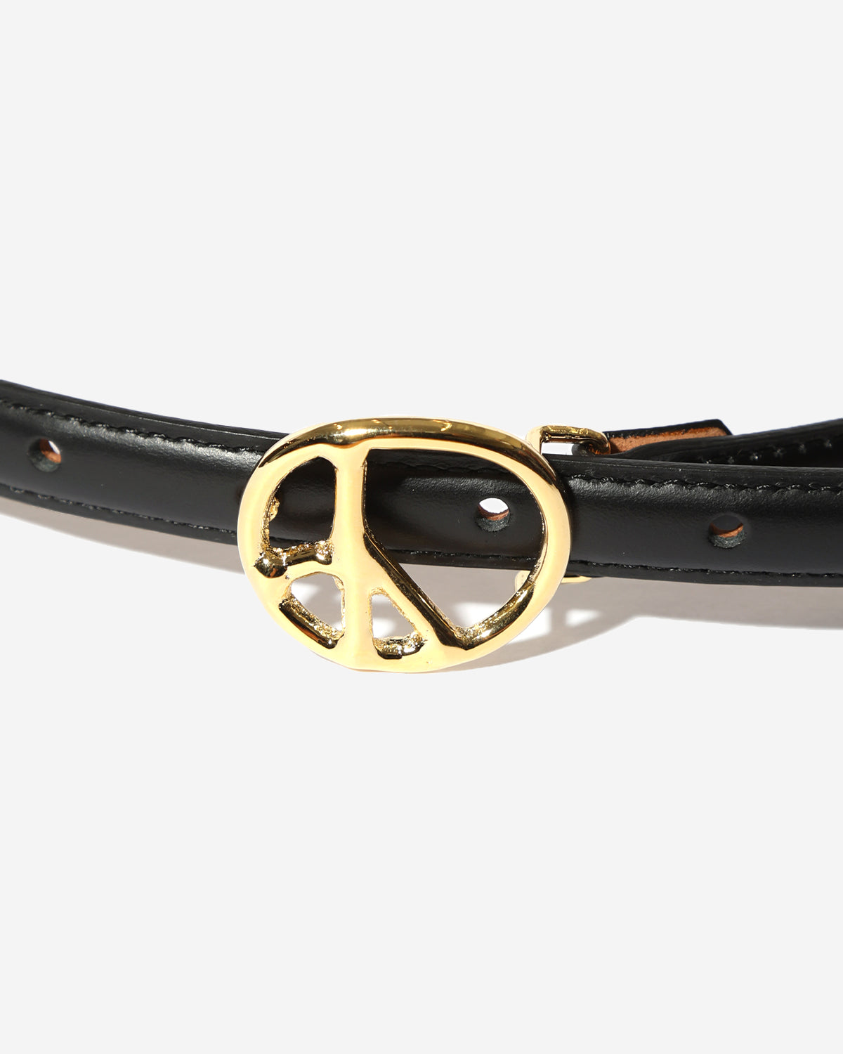 Peace Buckle Narrow Belt - Steer Lthr. - Black