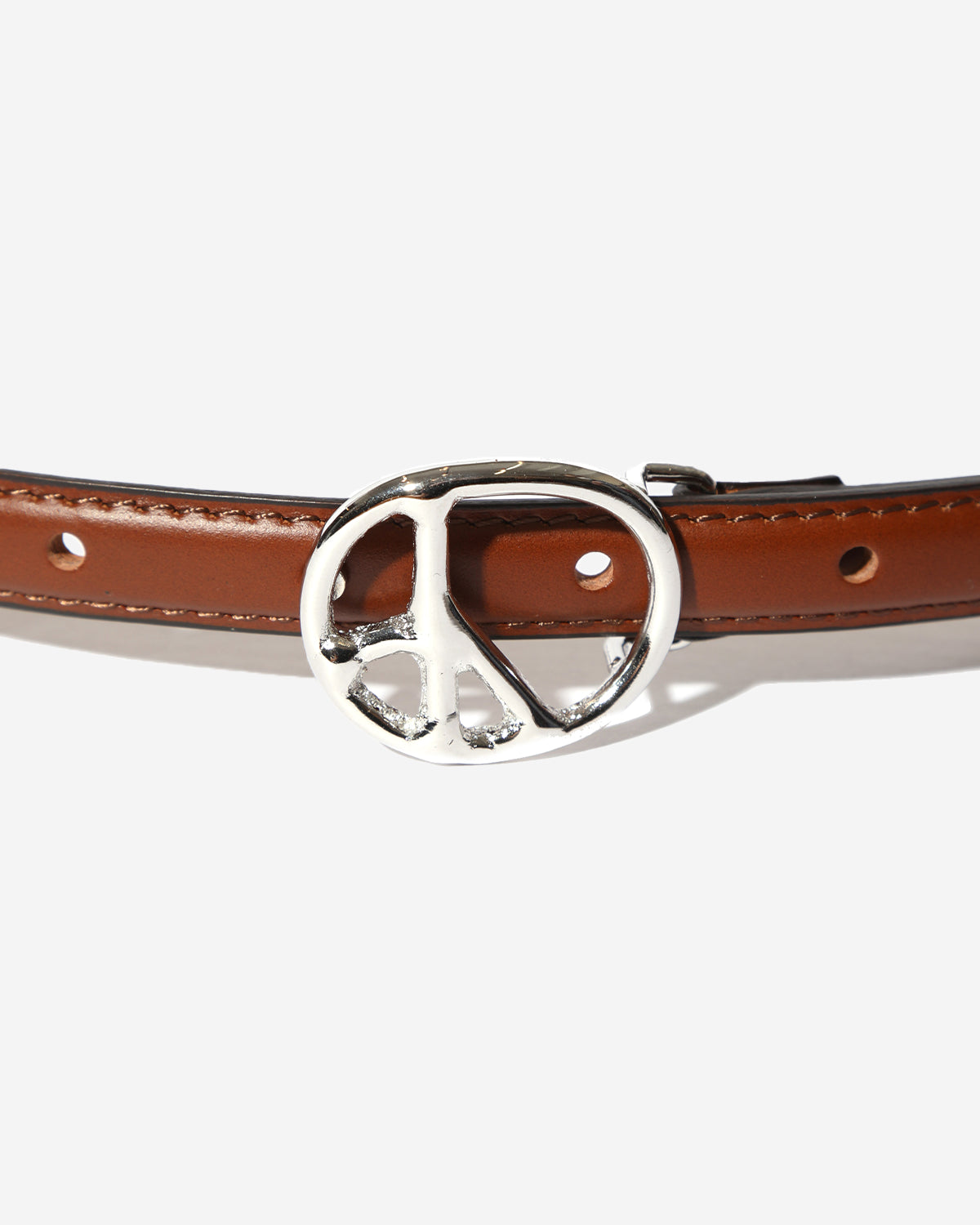 Peace Buckle Narrow Belt - Steer Lthr. - Brown