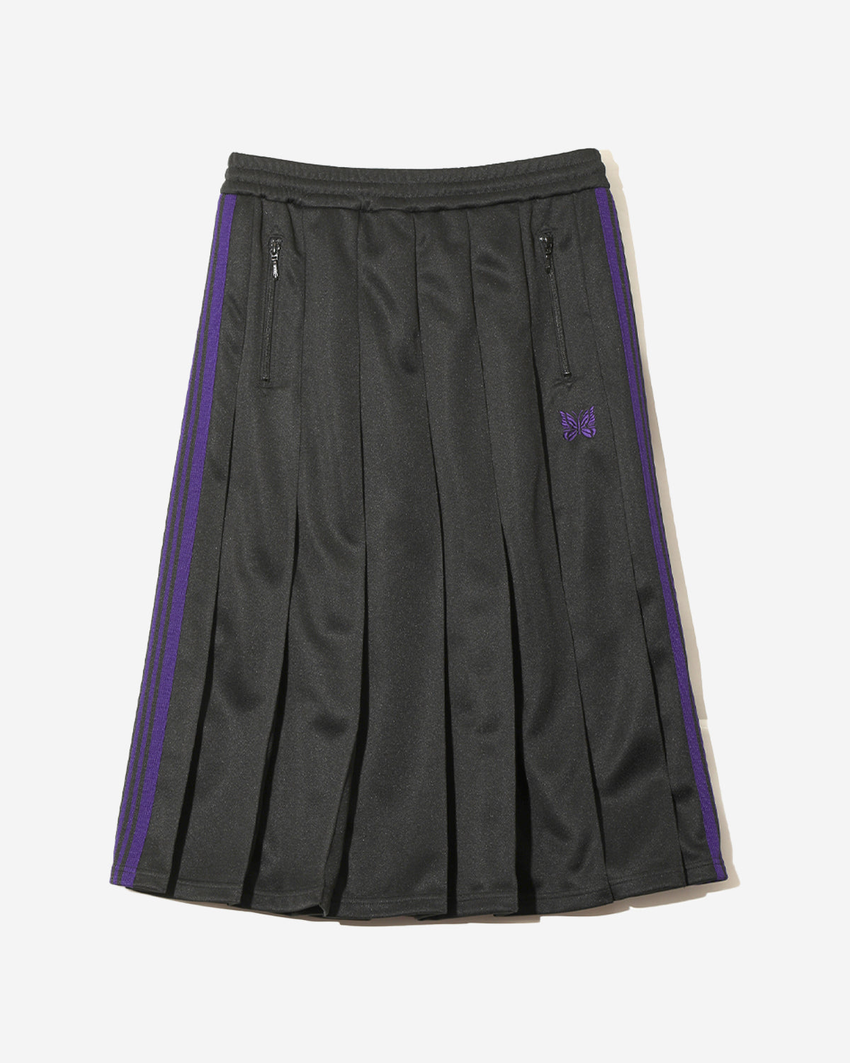 Pleated Track Skirt - Poly Smooth - Black