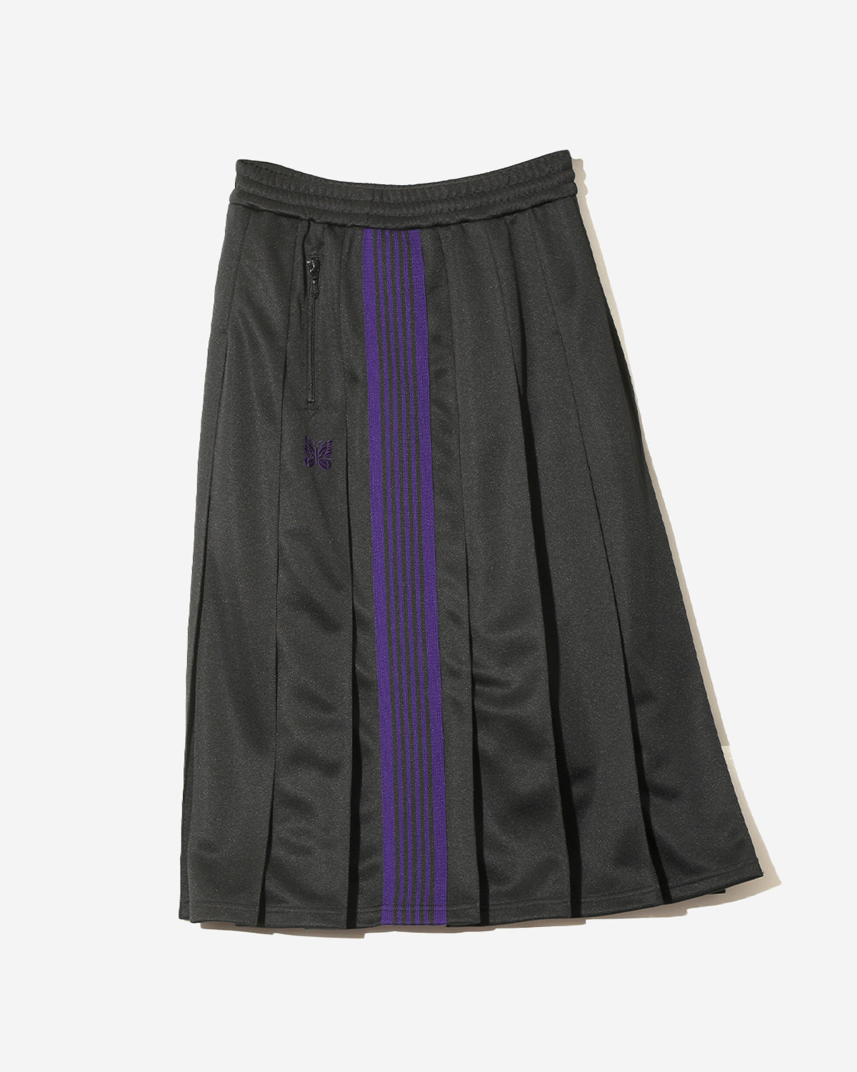 Pleated Track Skirt - Poly Smooth - Black