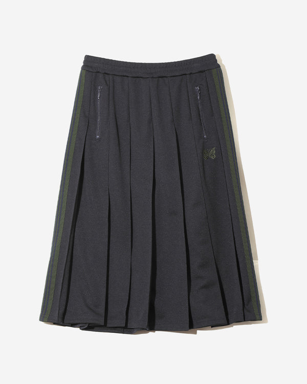 Pleated Track Skirt - Poly Smooth - Navy