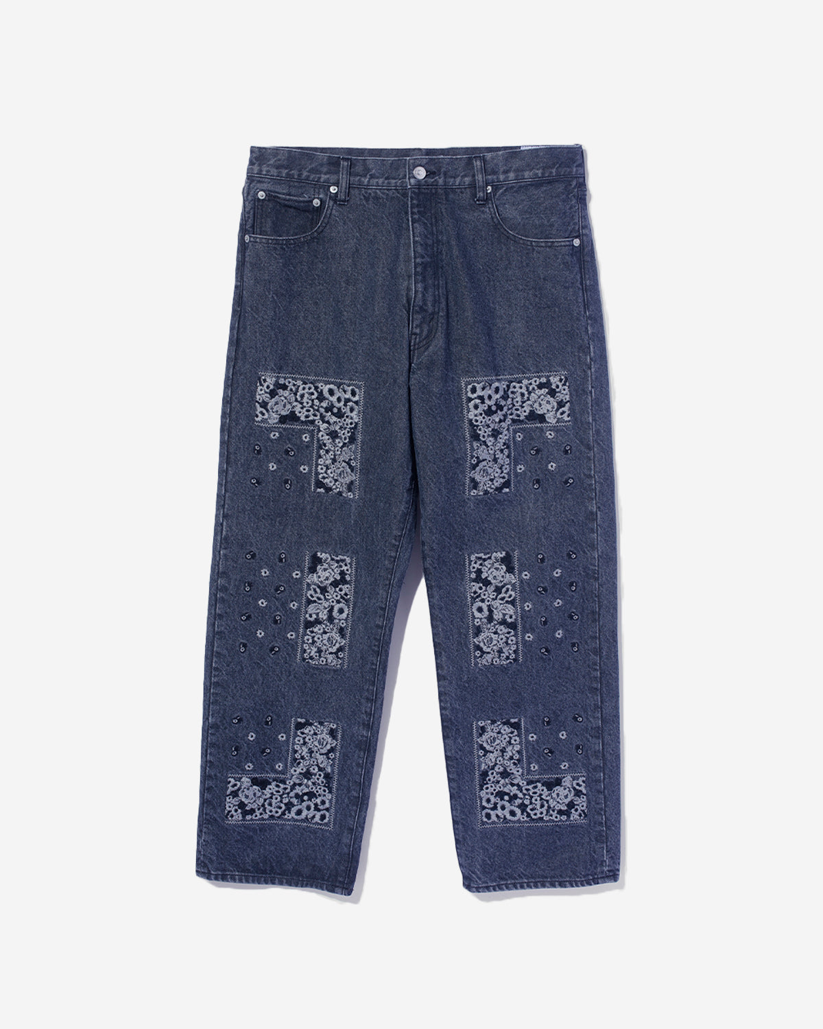 Bandana Embroidery Denim Pants - Indigo Navy