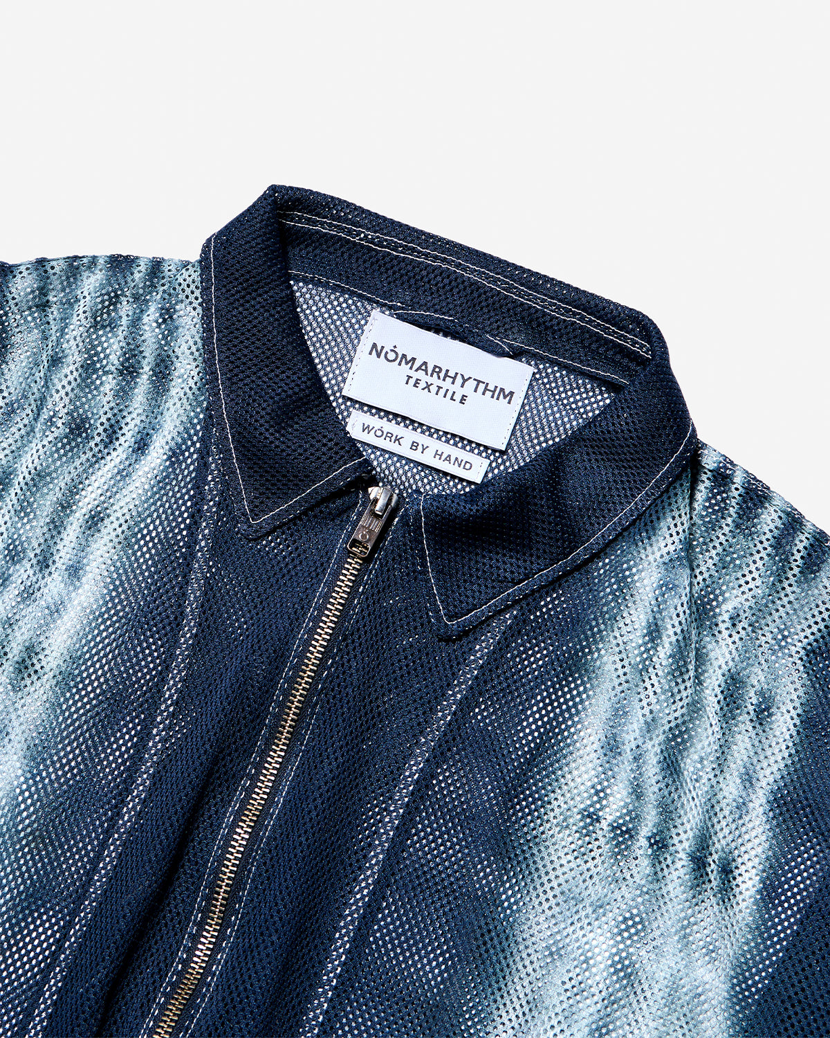 Hand Dye Shibori Mesh Blouson - Navy Stripe