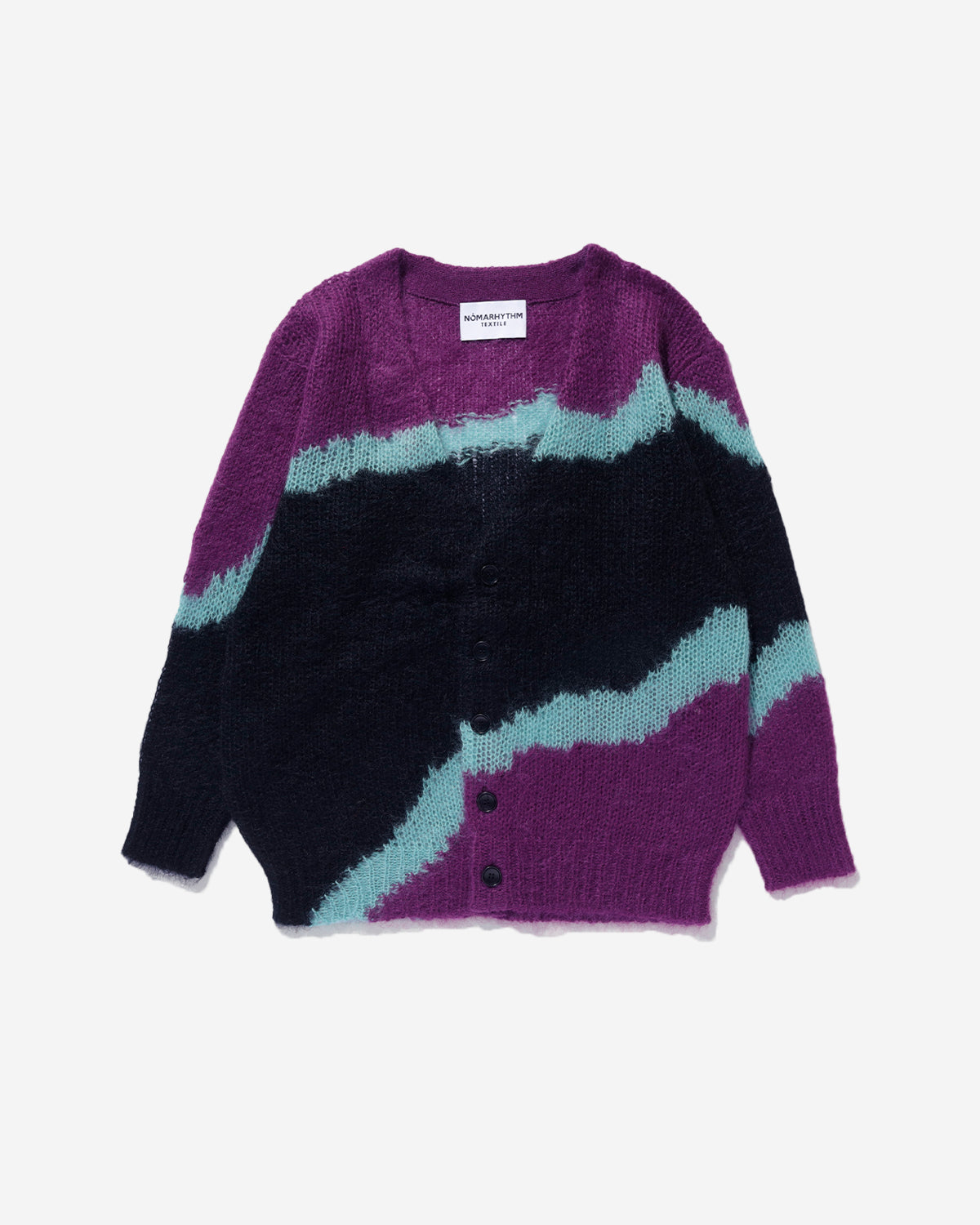 Multi Colour Mohair Cardigan - Purple x Emerald x Black