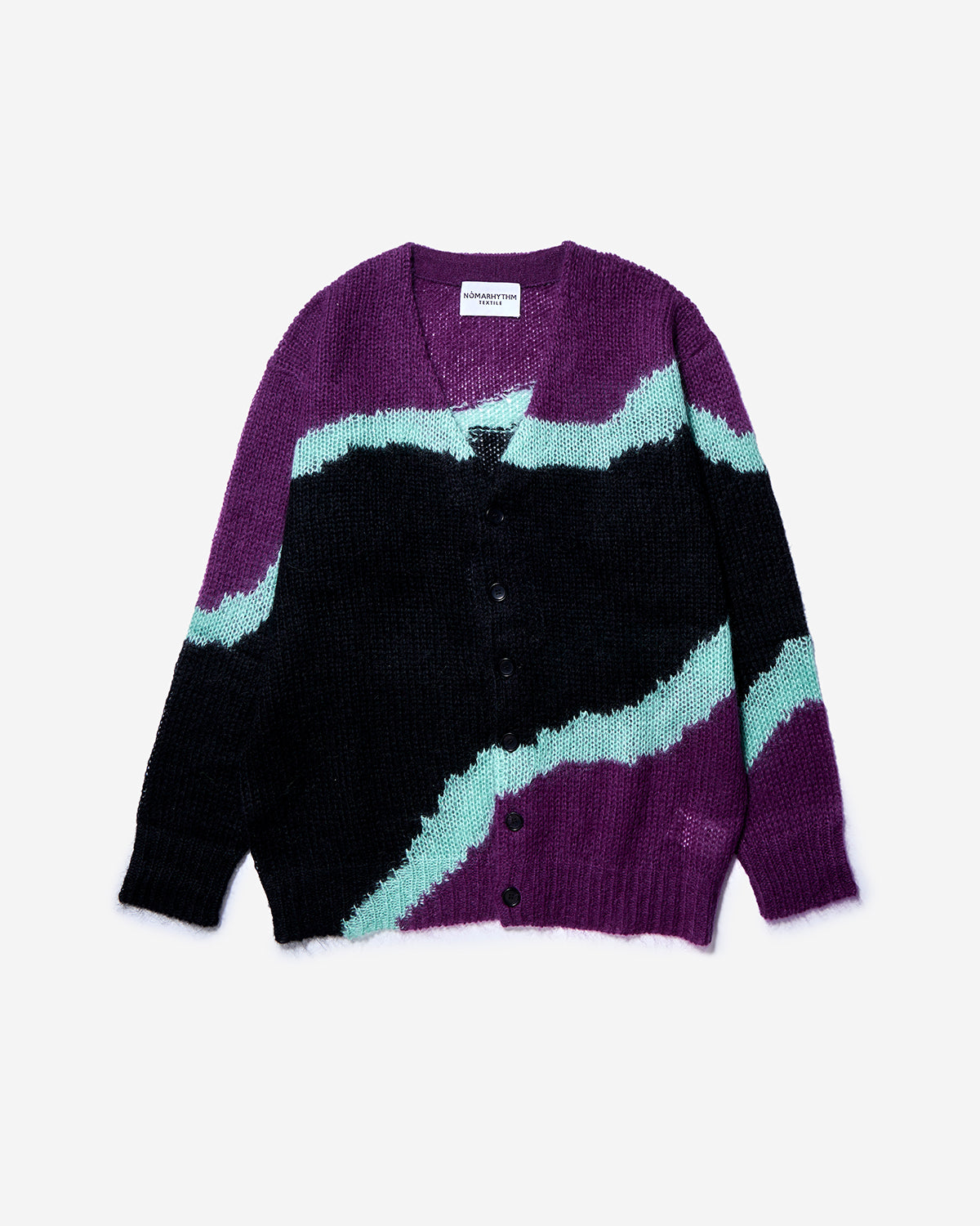 Multi Colour Mohair Cardigan - Purple x Emerald x Black