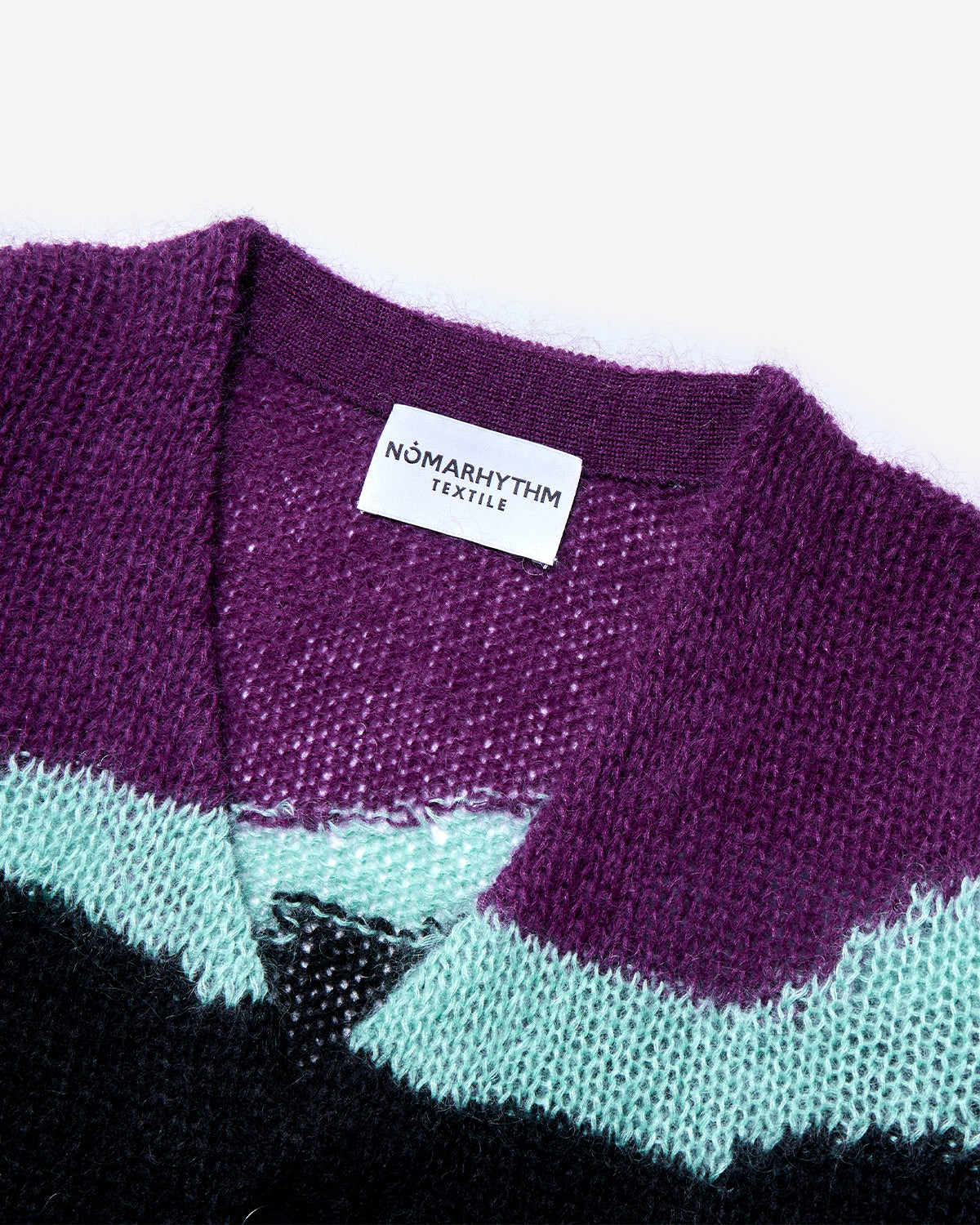 Multi Colour Mohair Cardigan - Purple x Emerald x Black