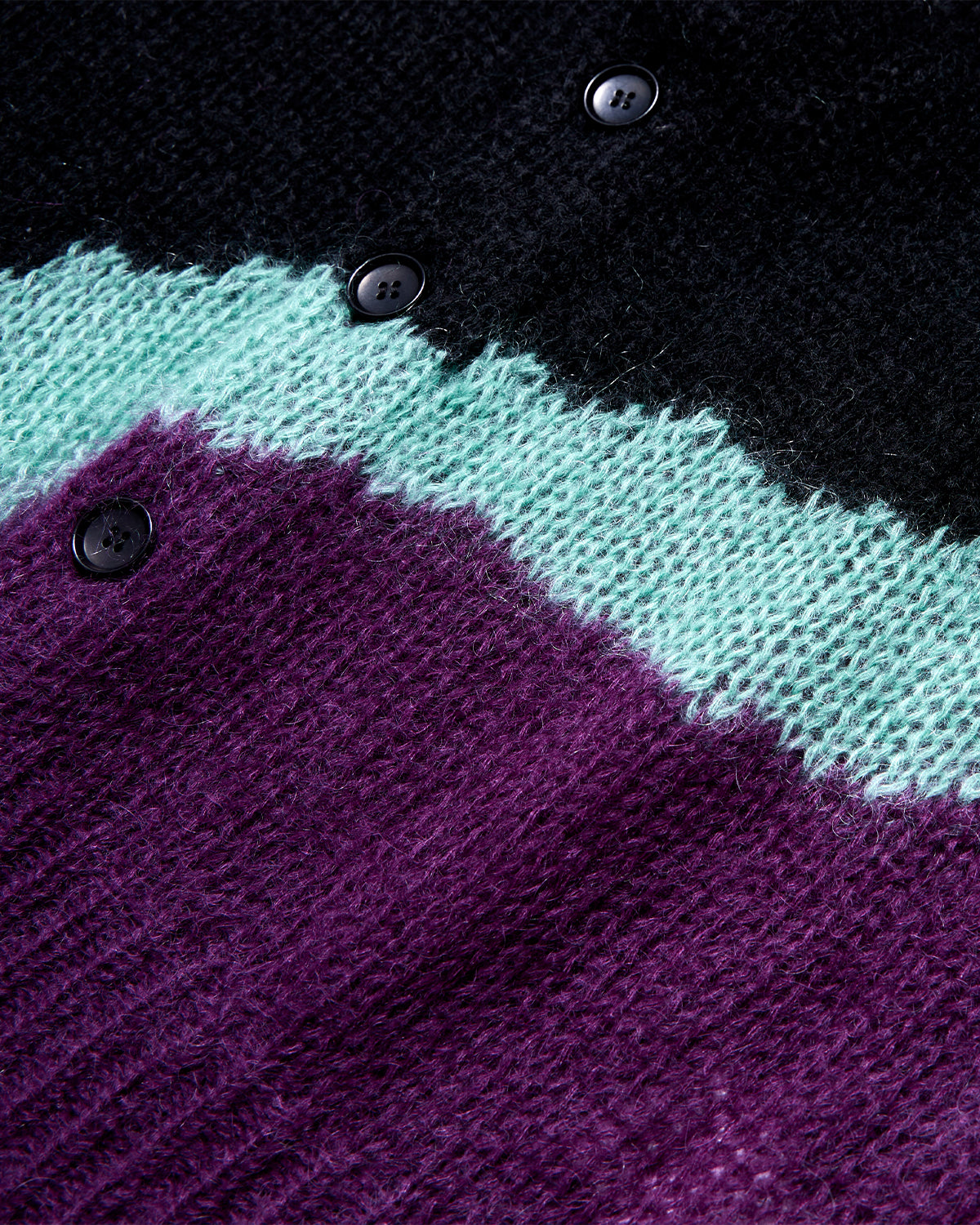 Multi Colour Mohair Cardigan - Purple x Emerald x Black